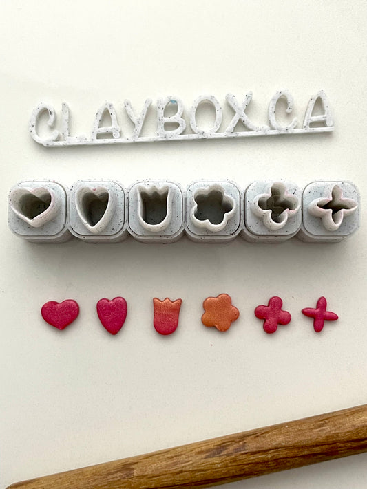 Hearts and Flowers Micro Cutter Set for Polymer Clay – 6 Mini Shapes with Storage Tray