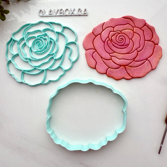 Large Rose Clay Stamp And Matching Cutter