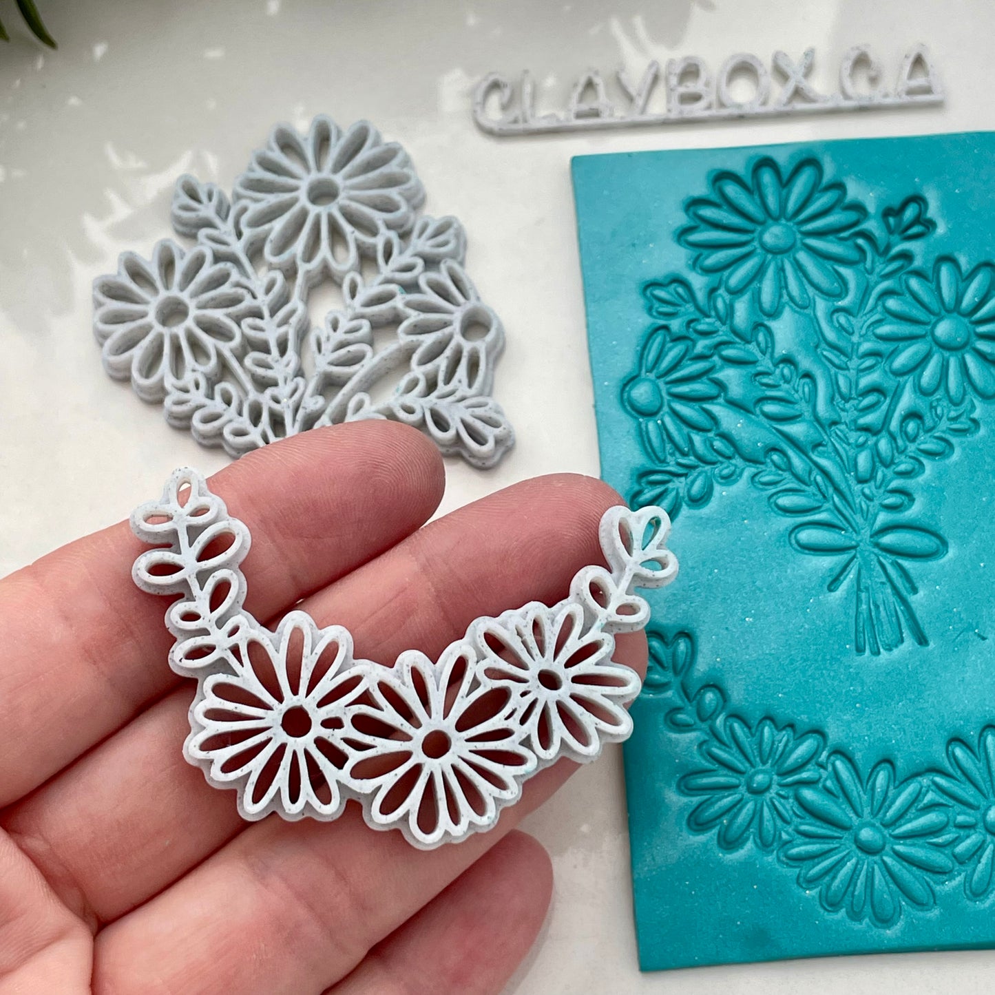 Chunky Daisy Polymer Clay Stamps – Mokume Gane Texture Set – 3D Printed