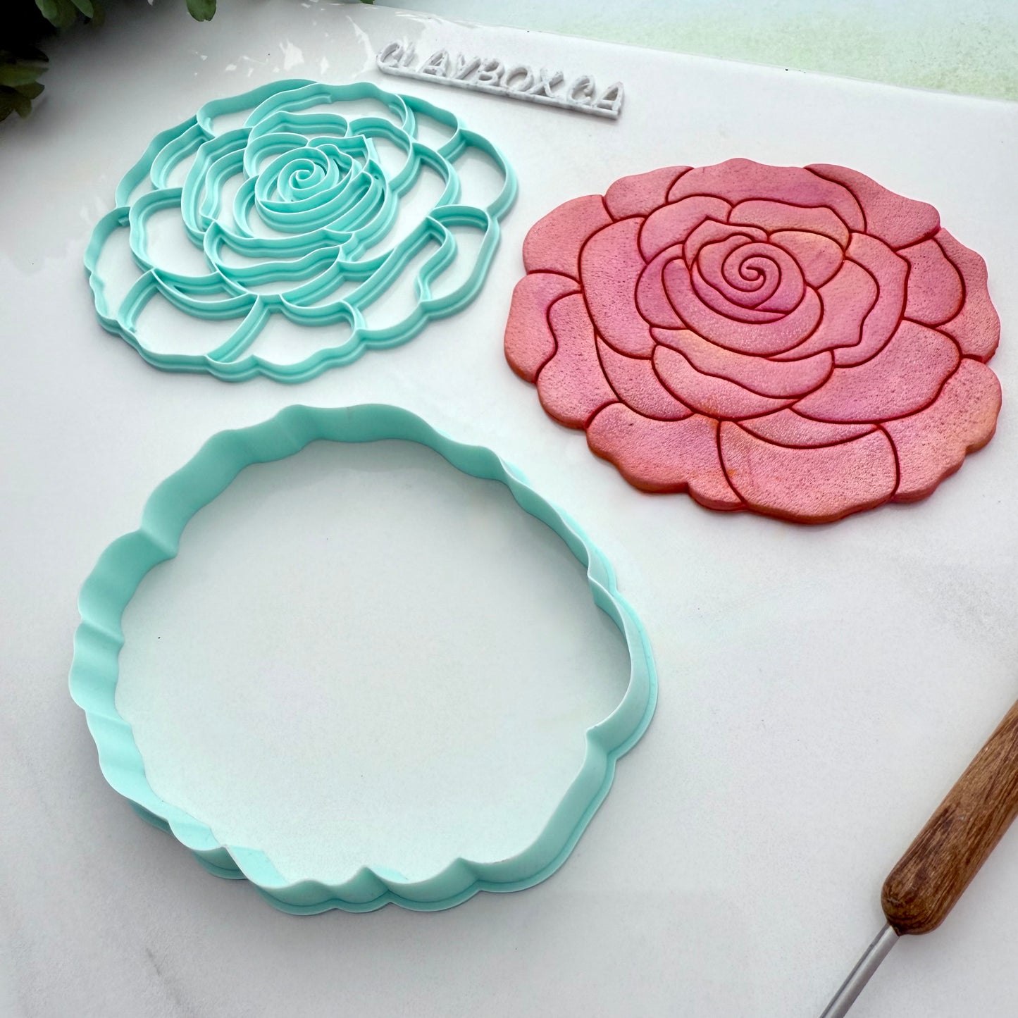 Large Rose Clay Stamp And Matching Cutter