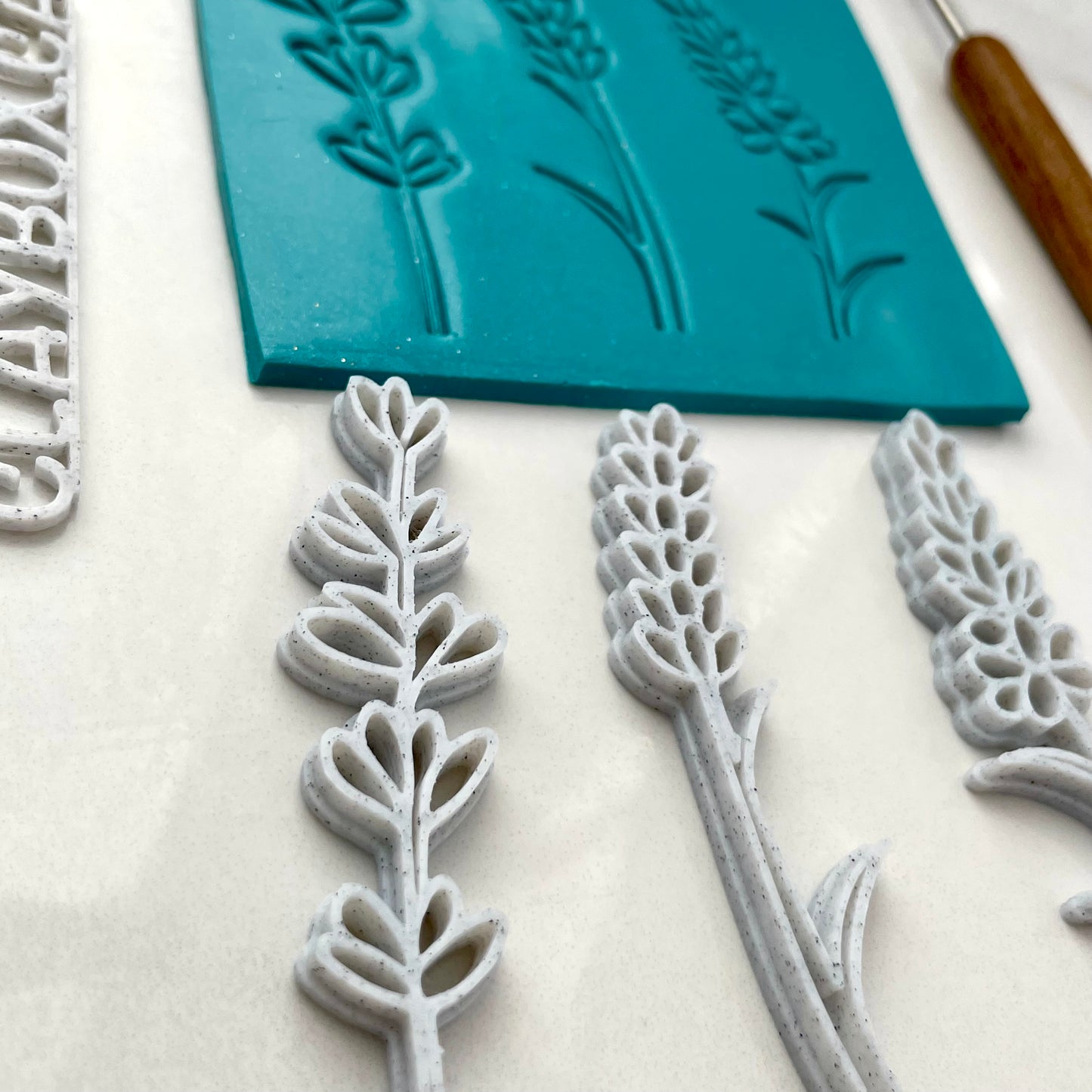 Chunky Lavender Polymer Clay Stamps – Bold Floral Texture Set of 3 – Mokume Gane Tools – Pottery & Clay Stamp Set
