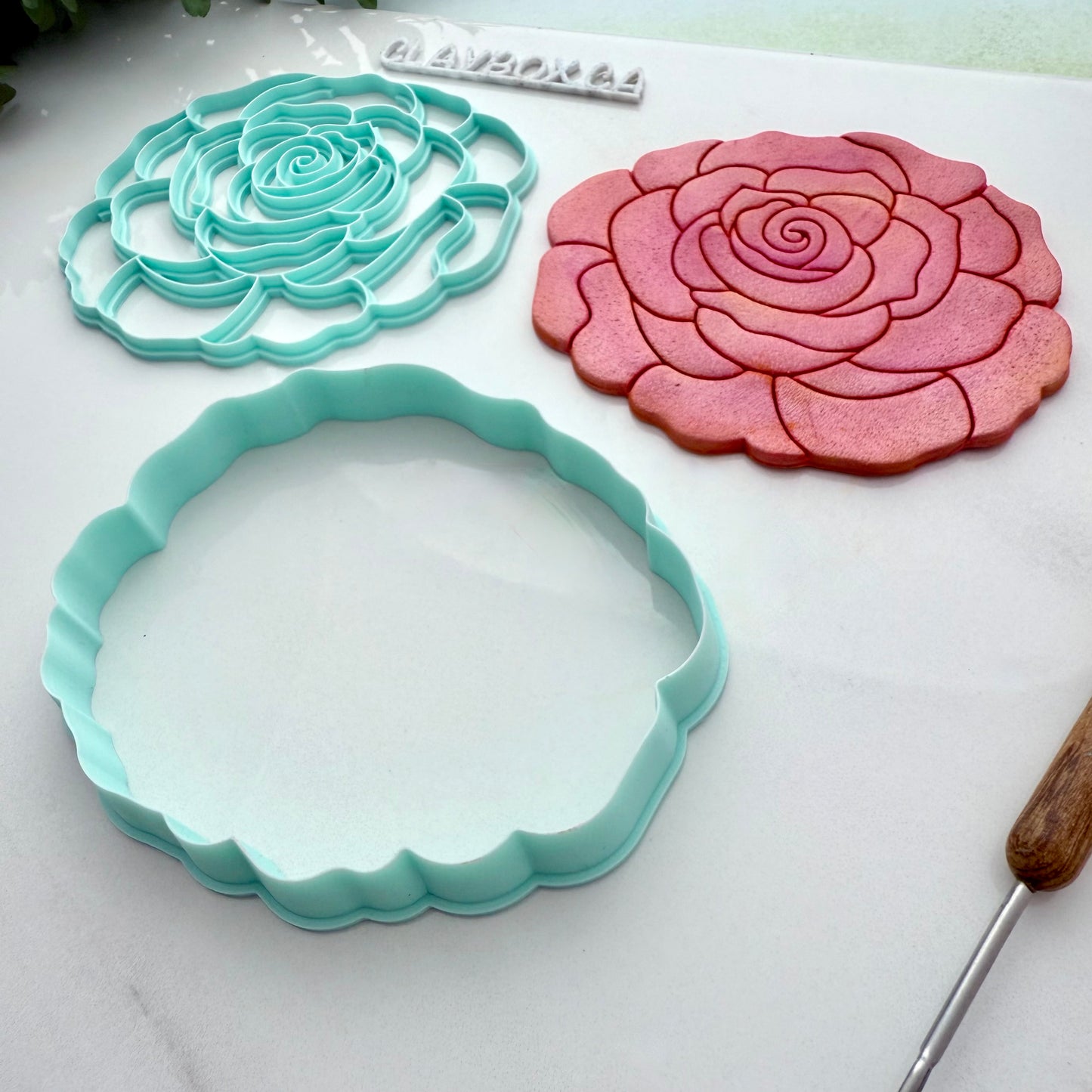 Large Rose Clay Stamp And Matching Cutter