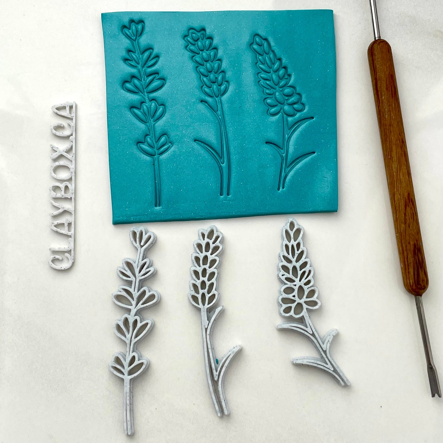 Chunky Lavender Polymer Clay Stamps – Bold Floral Texture Set of 3 – Mokume Gane Tools – Pottery & Clay Stamp Set