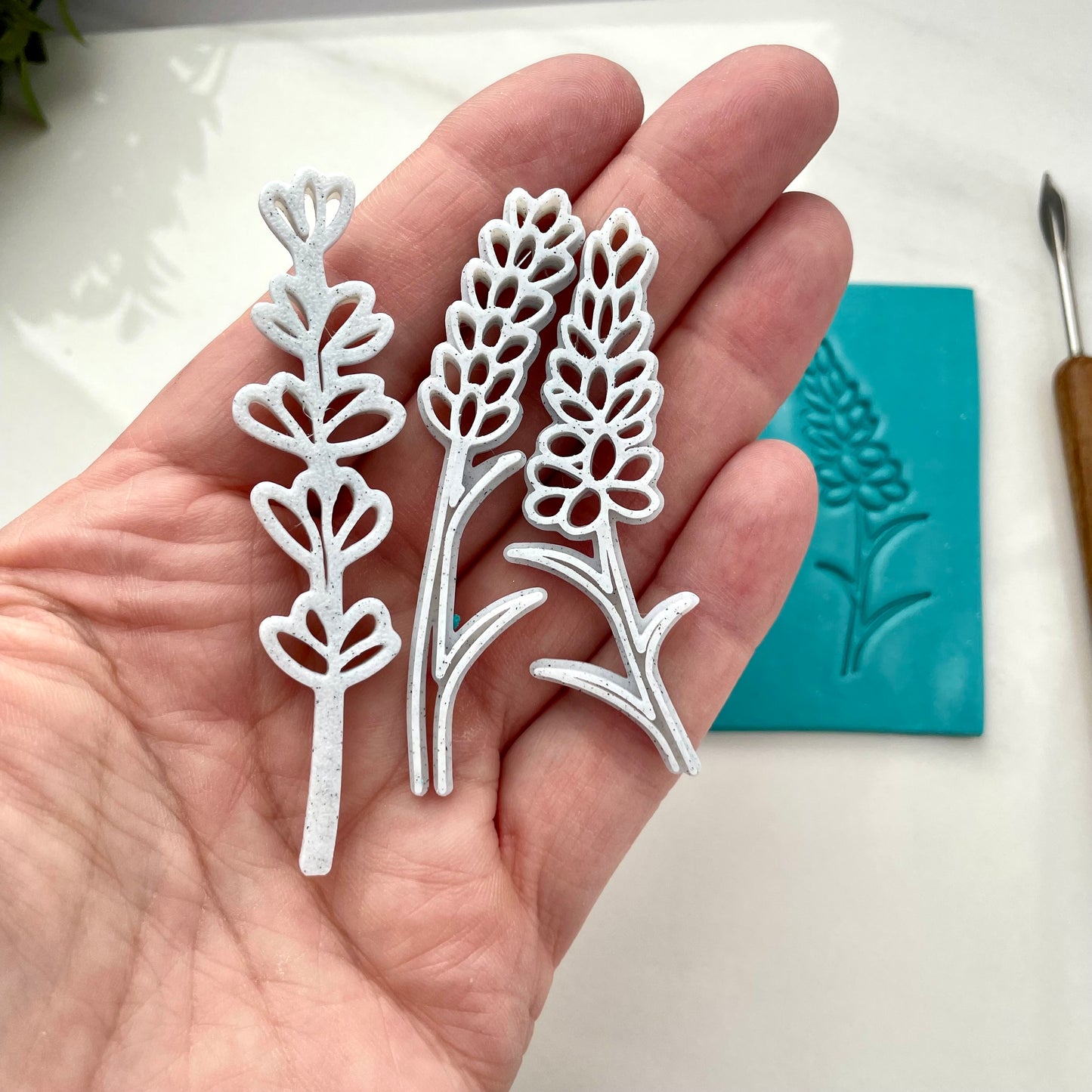 Chunky Lavender Polymer Clay Stamps – Bold Floral Texture Set of 3 – Mokume Gane Tools – Pottery & Clay Stamp Set