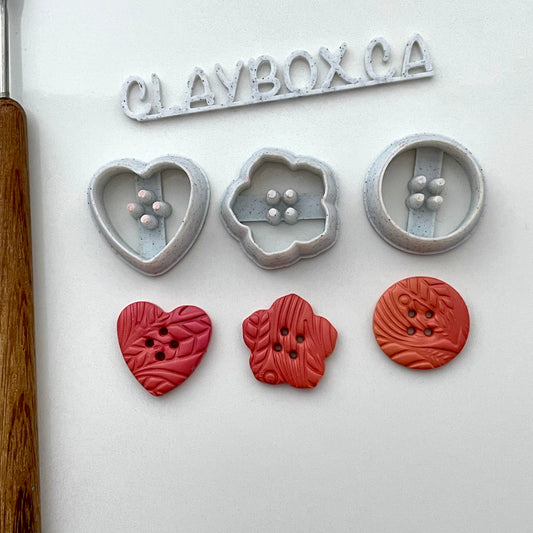 Button cutters - set of three -  made for use with polymer clay