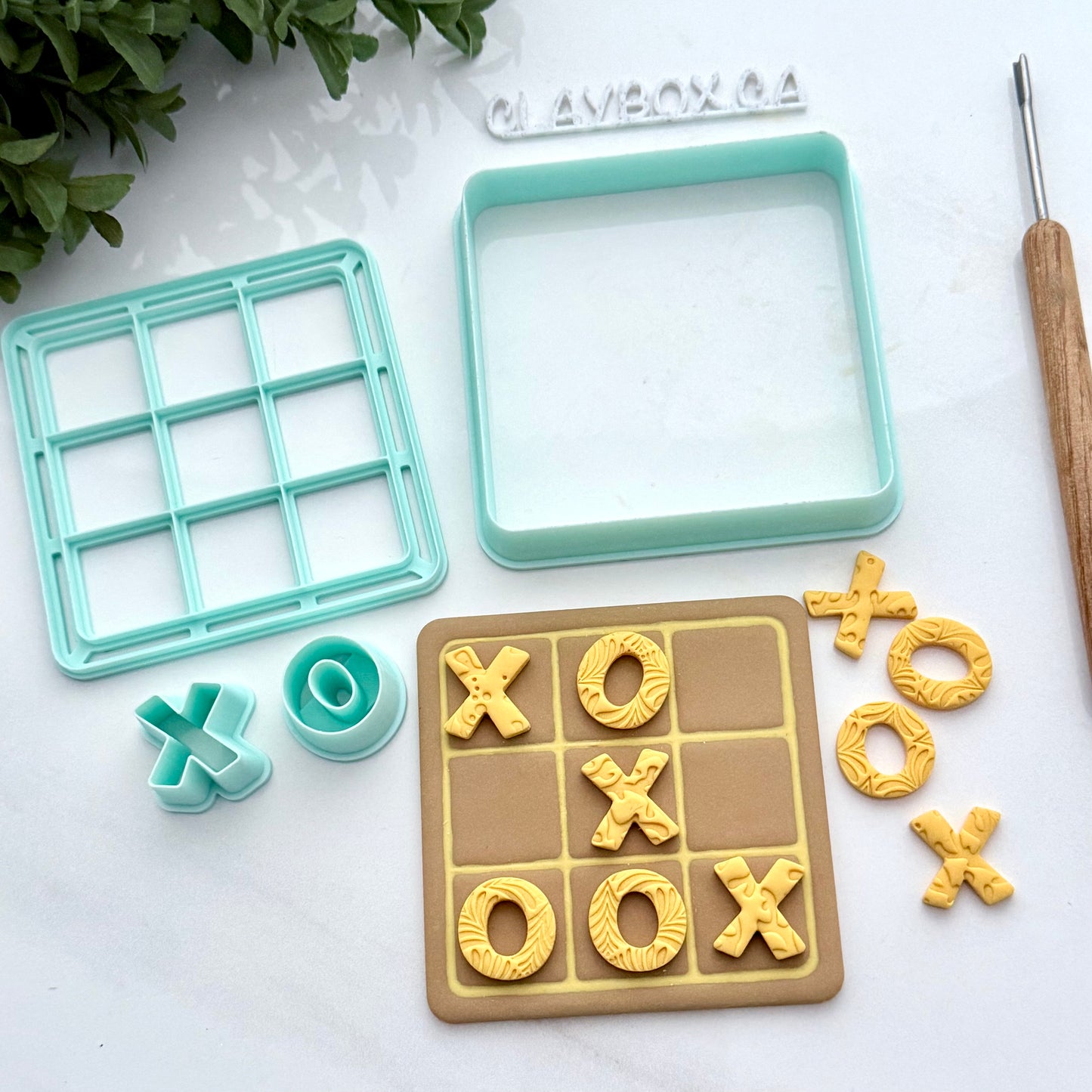 Tic Tac Toe Polymer Clay Cutter Set - Game Board Cutter & Stamp - X and O Cutters - Clay Tool Set