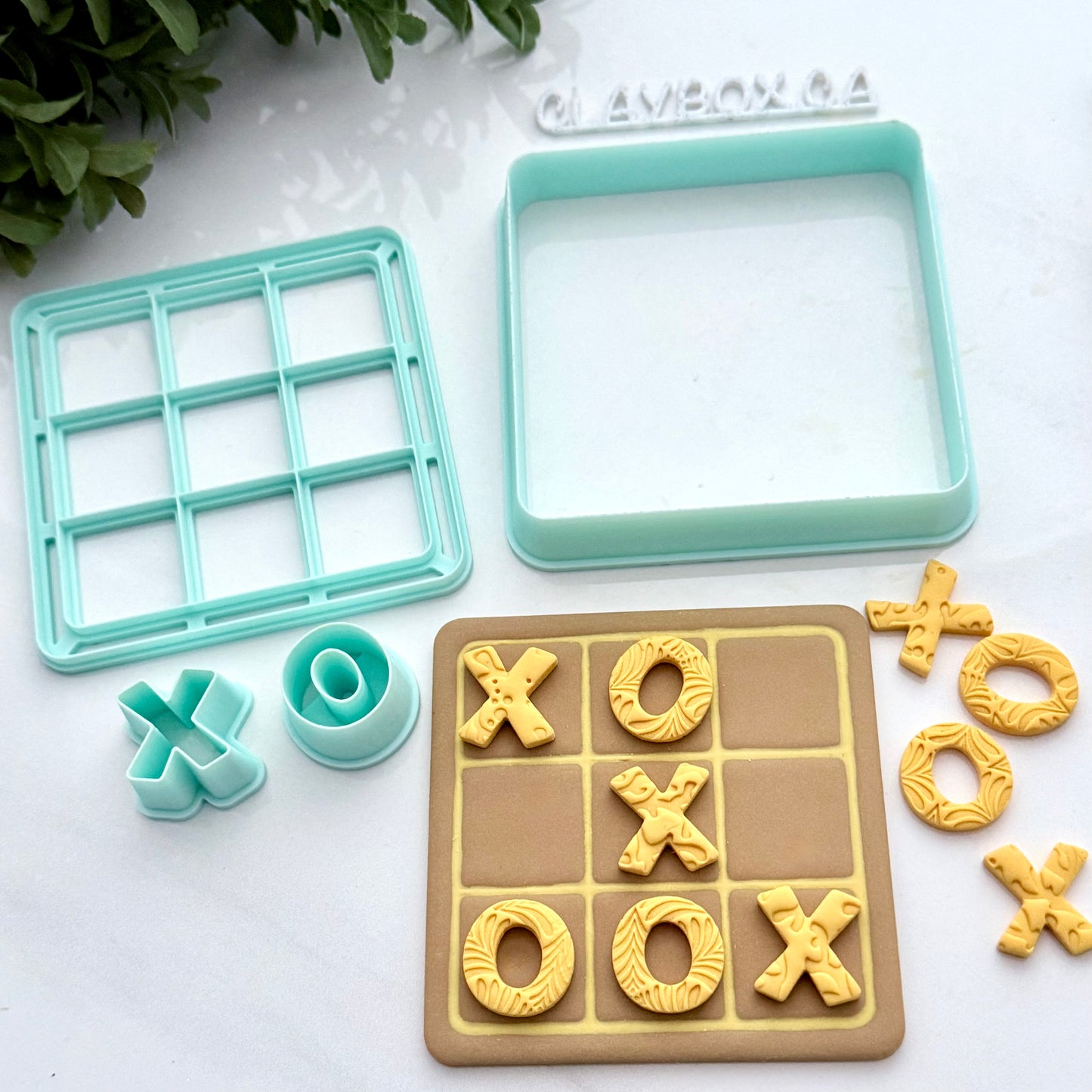 Tic Tac Toe Polymer Clay Cutter Set - Game Board Cutter & Stamp - X and O Cutters - Clay Tool Set