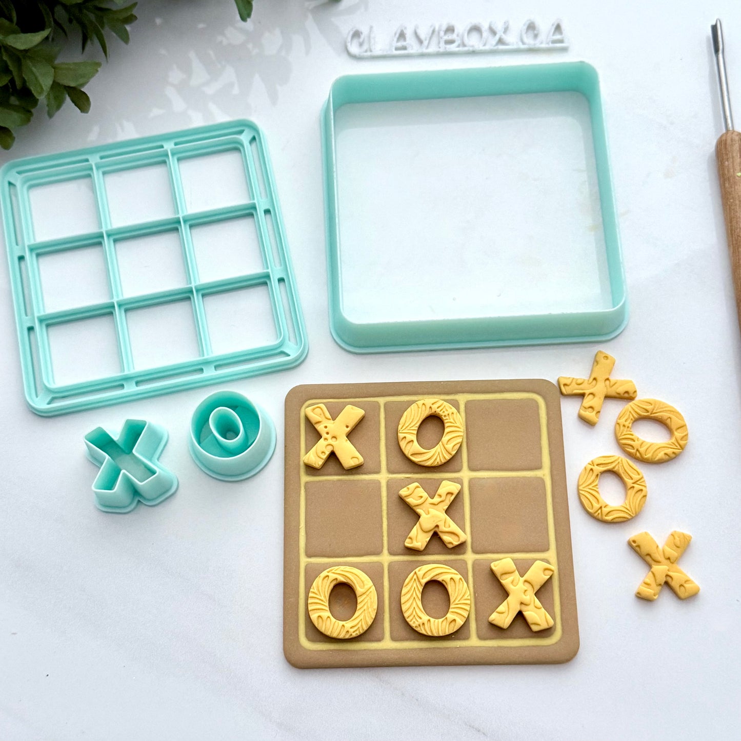 Tic Tac Toe Polymer Clay Cutter Set - Game Board Cutter & Stamp - X and O Cutters - Clay Tool Set