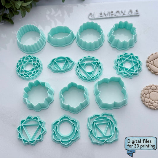 Chakra Stamp & Cutter Set – Digital STL Files | Sacred Geometry Polymer Clay Tools