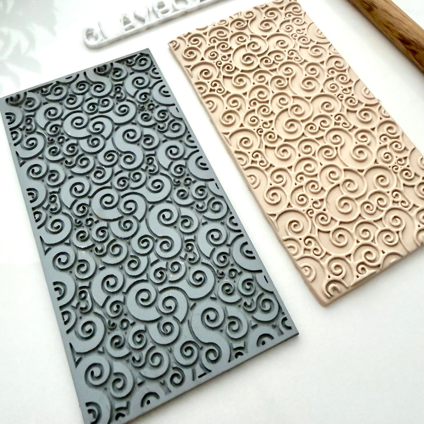 Curls Texture Mat for Polymer Clay - 2x4” Rubber Embossing Sheet