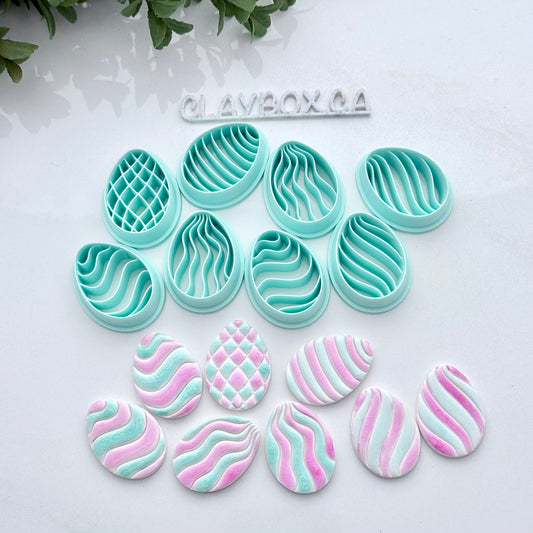 Easter Egg Clay Cutter Set – Polymer Clay Cutters with Swirly & Textured Designs – Perfect for Spring & Easter Crafts