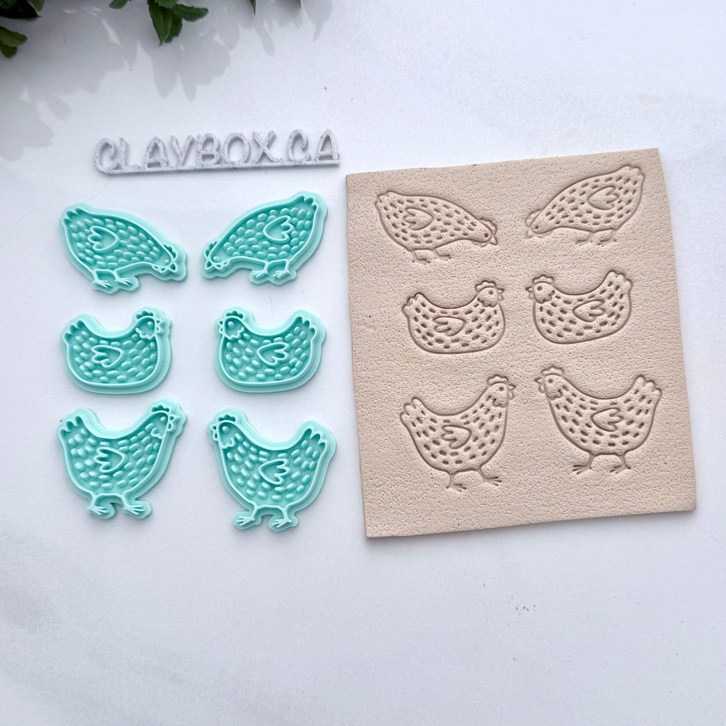 Spotted Chicken Clay Stamp Set – Folk Art Chicken Stamps for Clay