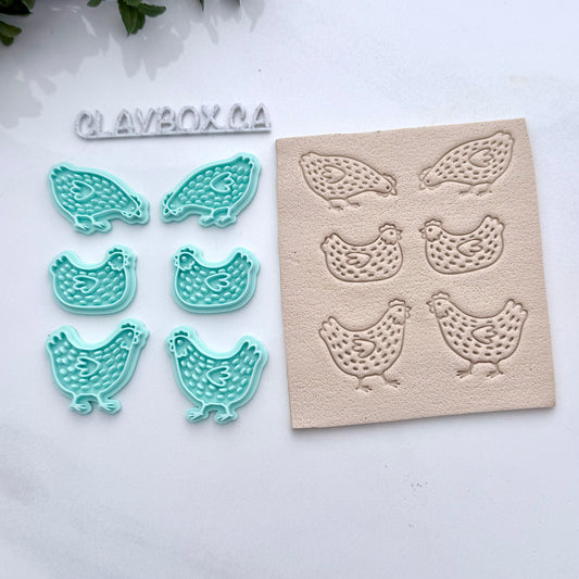 Spotted Chicken Clay Stamp Set – Folk Art Chicken Stamps for Clay
