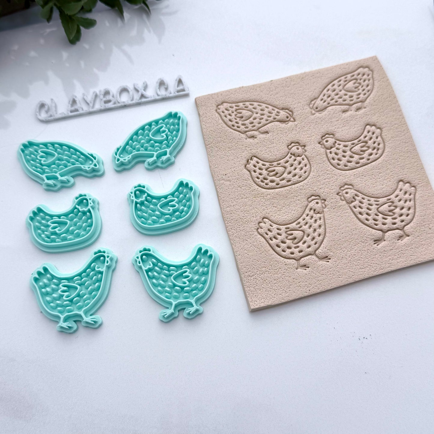 Spotted Chicken Clay Stamp Set – Folk Art Chicken Stamps for Clay