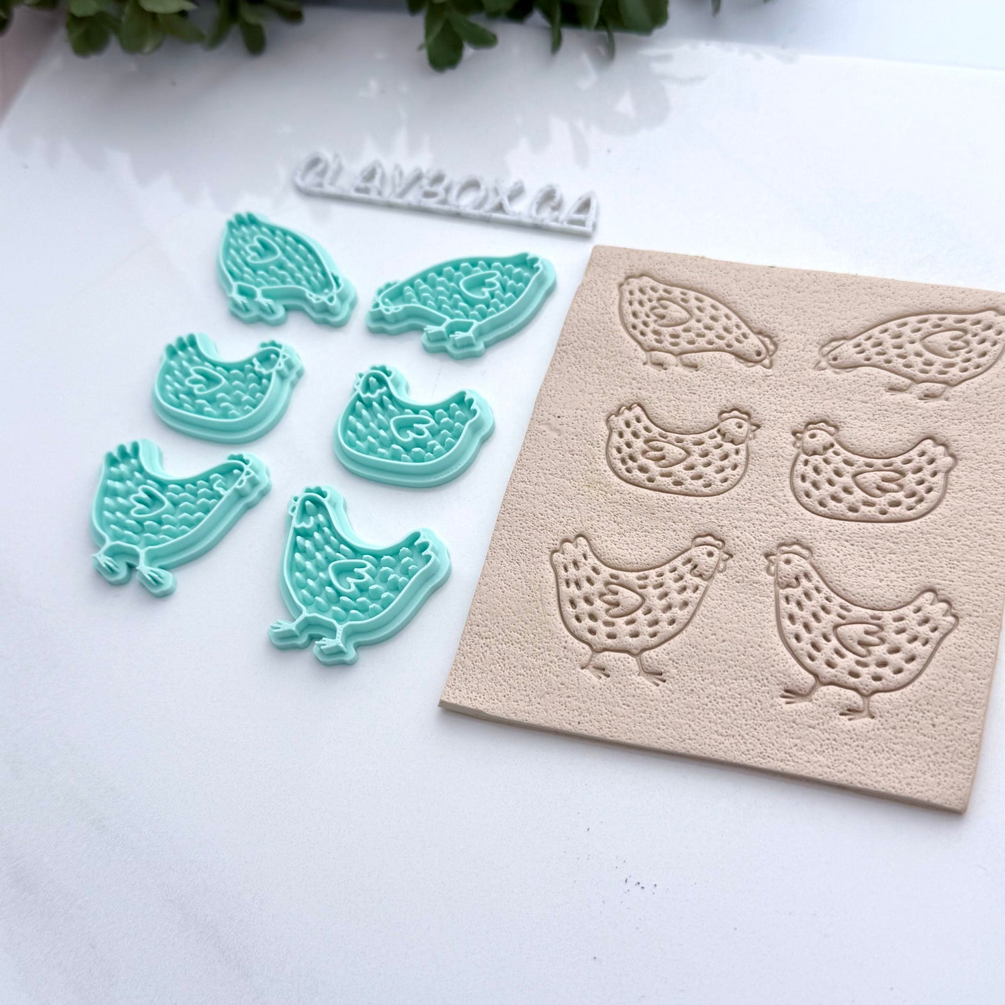 Spotted Chicken Clay Stamp Set – Folk Art Chicken Stamps for Clay