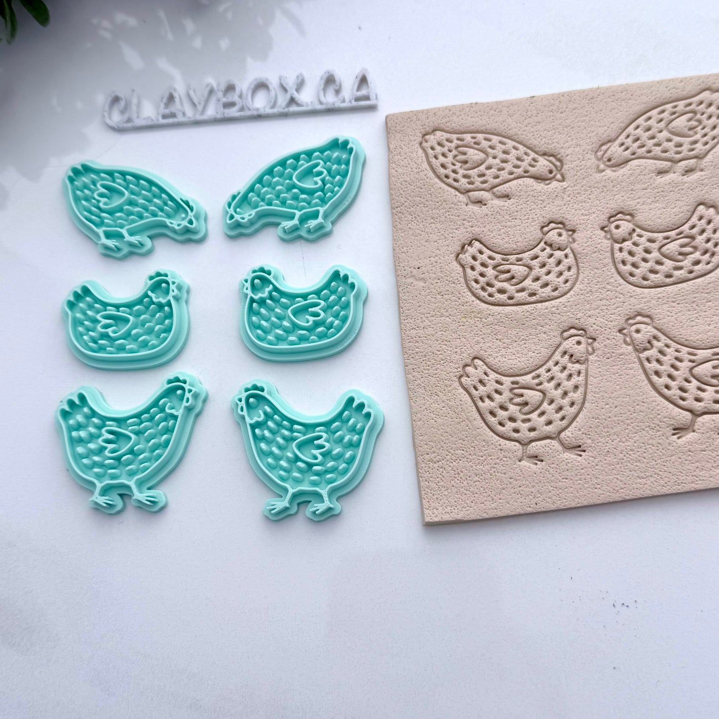 Spotted Chicken Clay Stamp Set – Folk Art Chicken Stamps for Clay