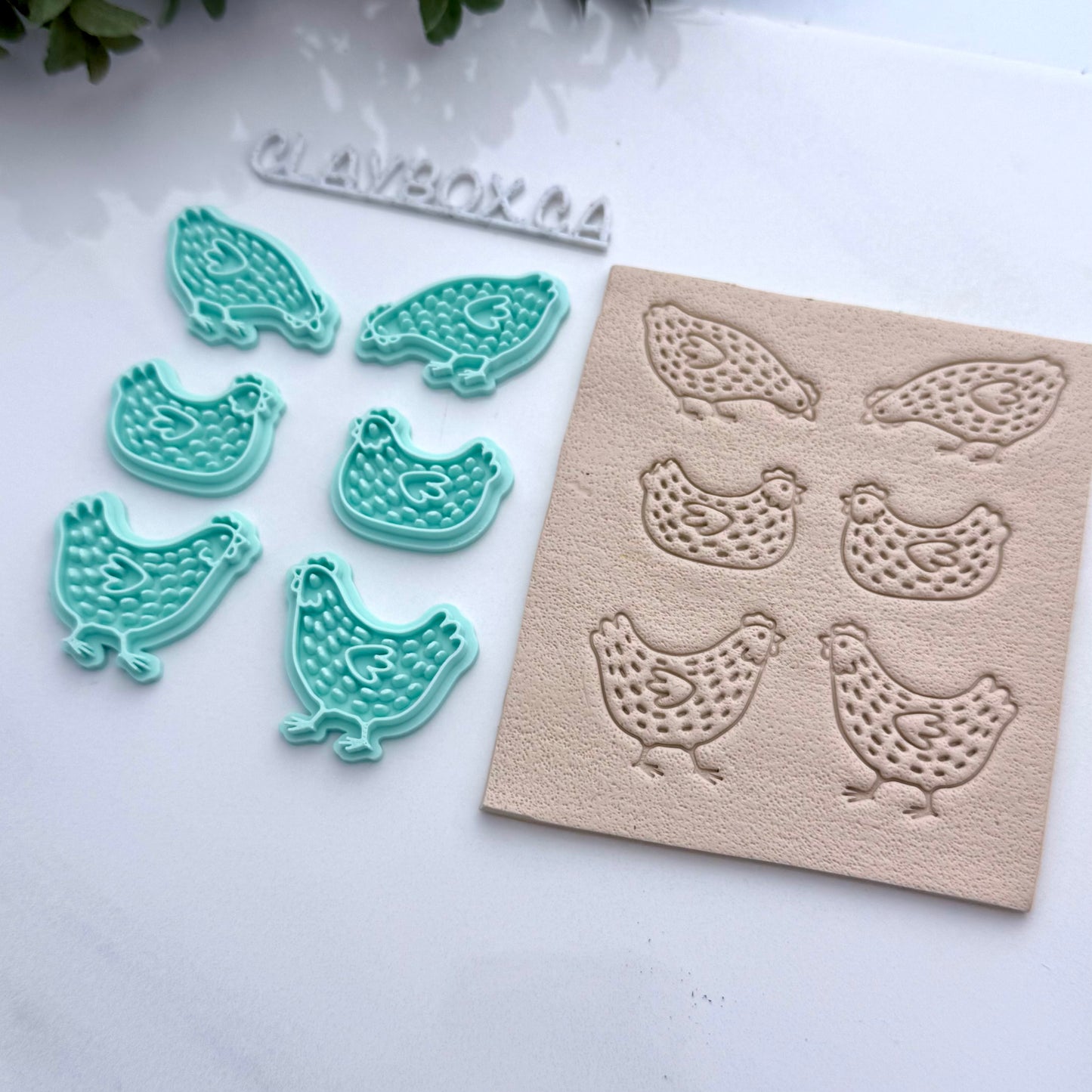 Spotted Chicken Clay Stamp Set – Folk Art Chicken Stamps for Clay