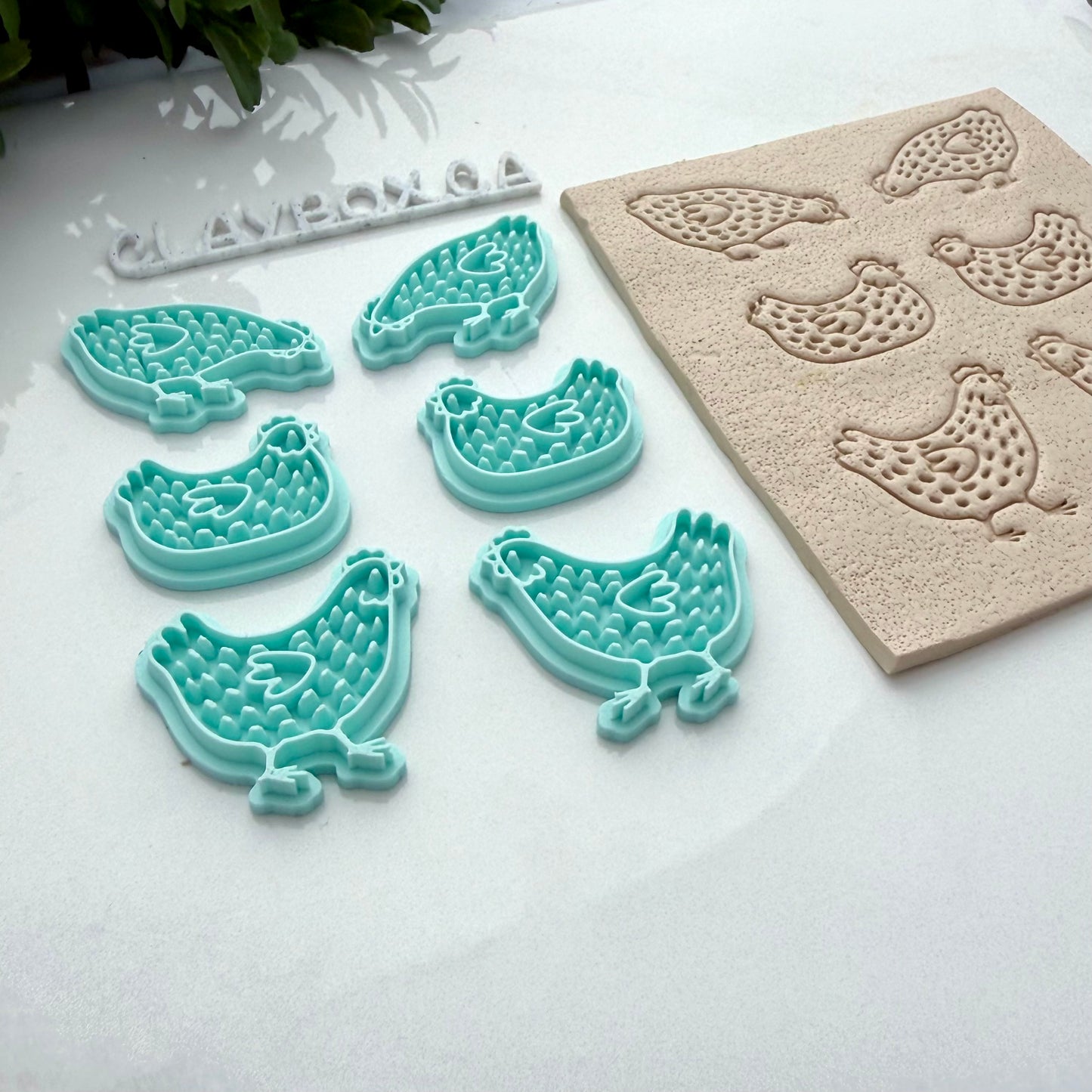 Spotted Chicken Clay Stamp Set – Folk Art Chicken Stamps for Clay