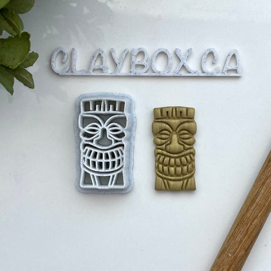Tiki Mask Polymer Clay Cutter – Combined Stamp and Cutter – Tropical Clay Tool