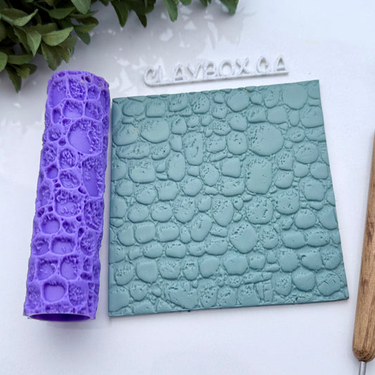Cobblestone Texture Roller for Clay | Deep Texture Roller 10cm | Polymer Clay & Pottery Tool | Stone Texture Roller