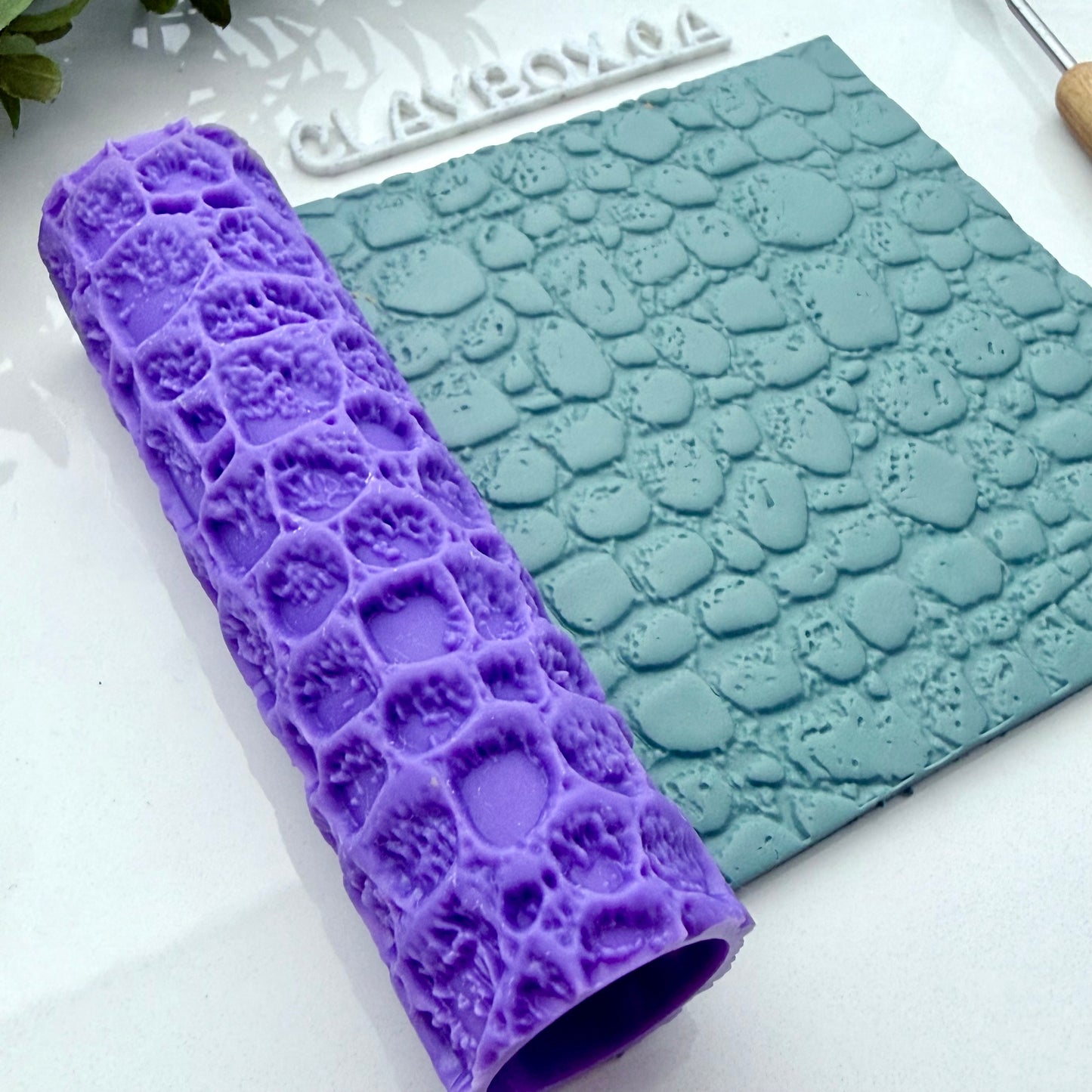 Cobblestone Texture Roller for Clay | Deep Texture Roller 10cm | Polymer Clay & Pottery Tool | Stone Texture Roller