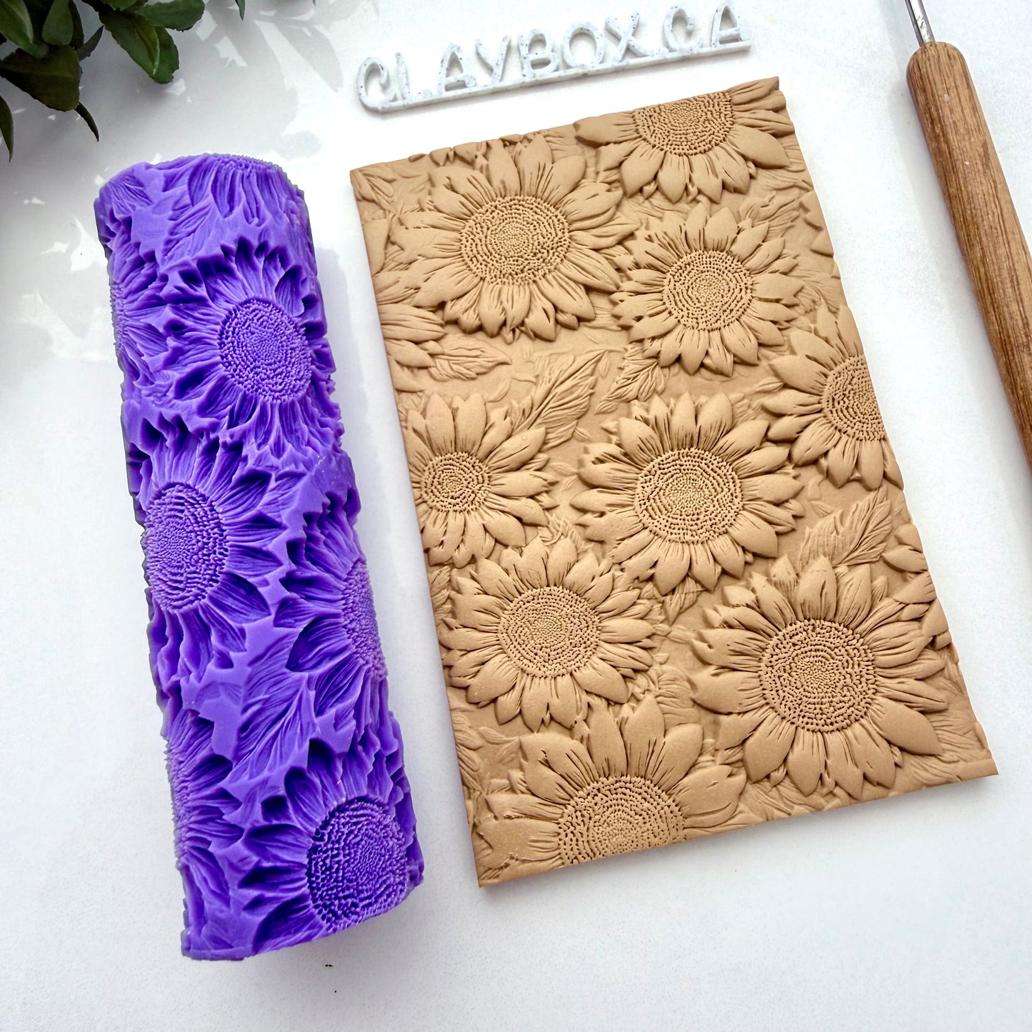 Sunflower Texture Roller – Extra Deep Floral Polymer Clay Texture Roller – Sunflower Clay Pattern Tool – Botanical Clay Texture
