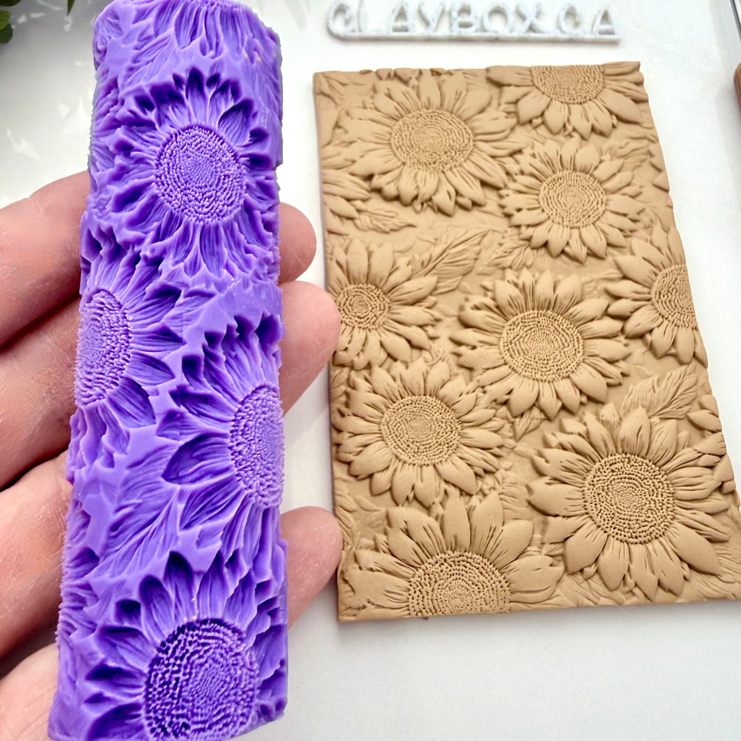 Sunflower Texture Roller – Extra Deep Floral Polymer Clay Texture Roller – Sunflower Clay Pattern Tool – Botanical Clay Texture