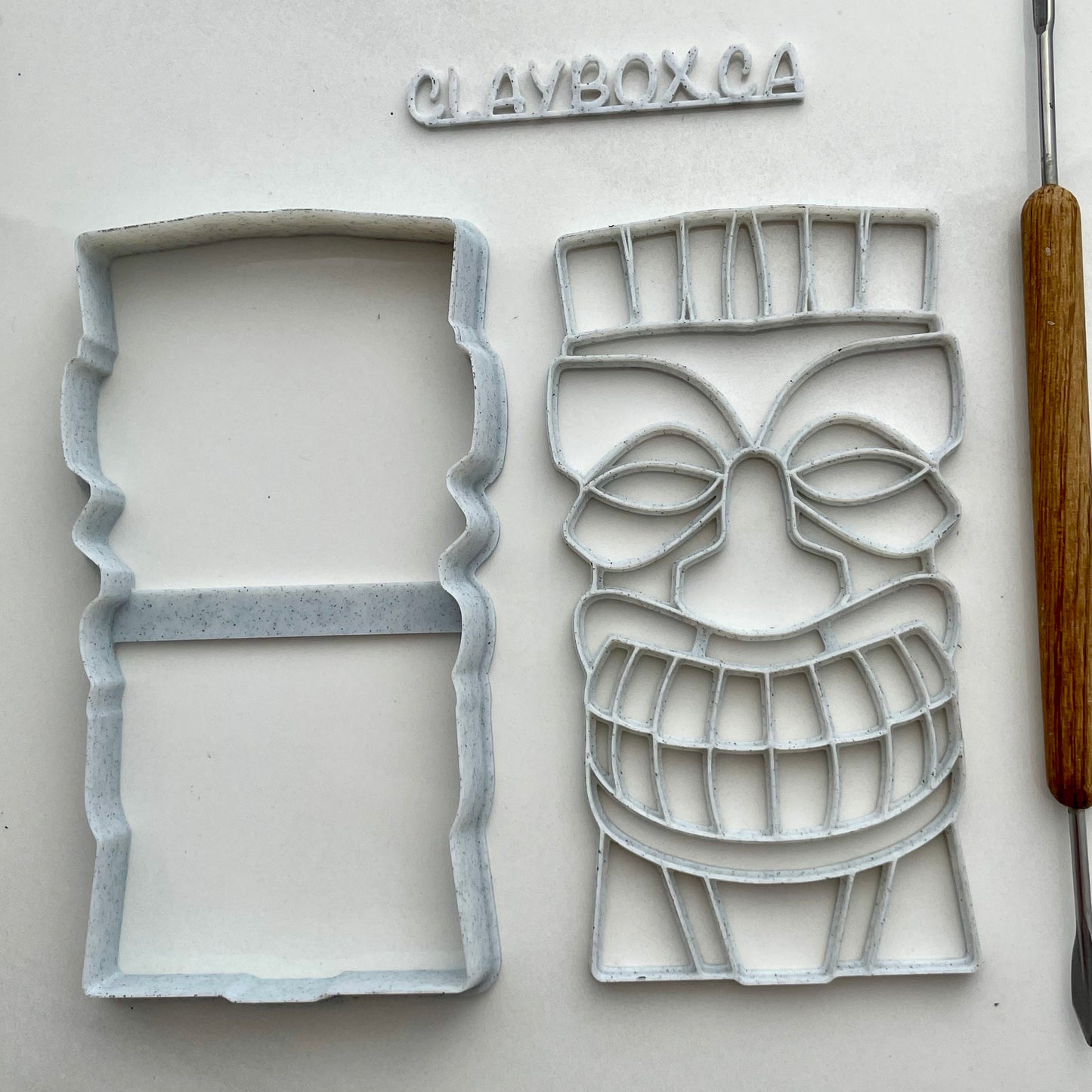 Large tiki mask stamp and matching cutter - made for use with polymer clay