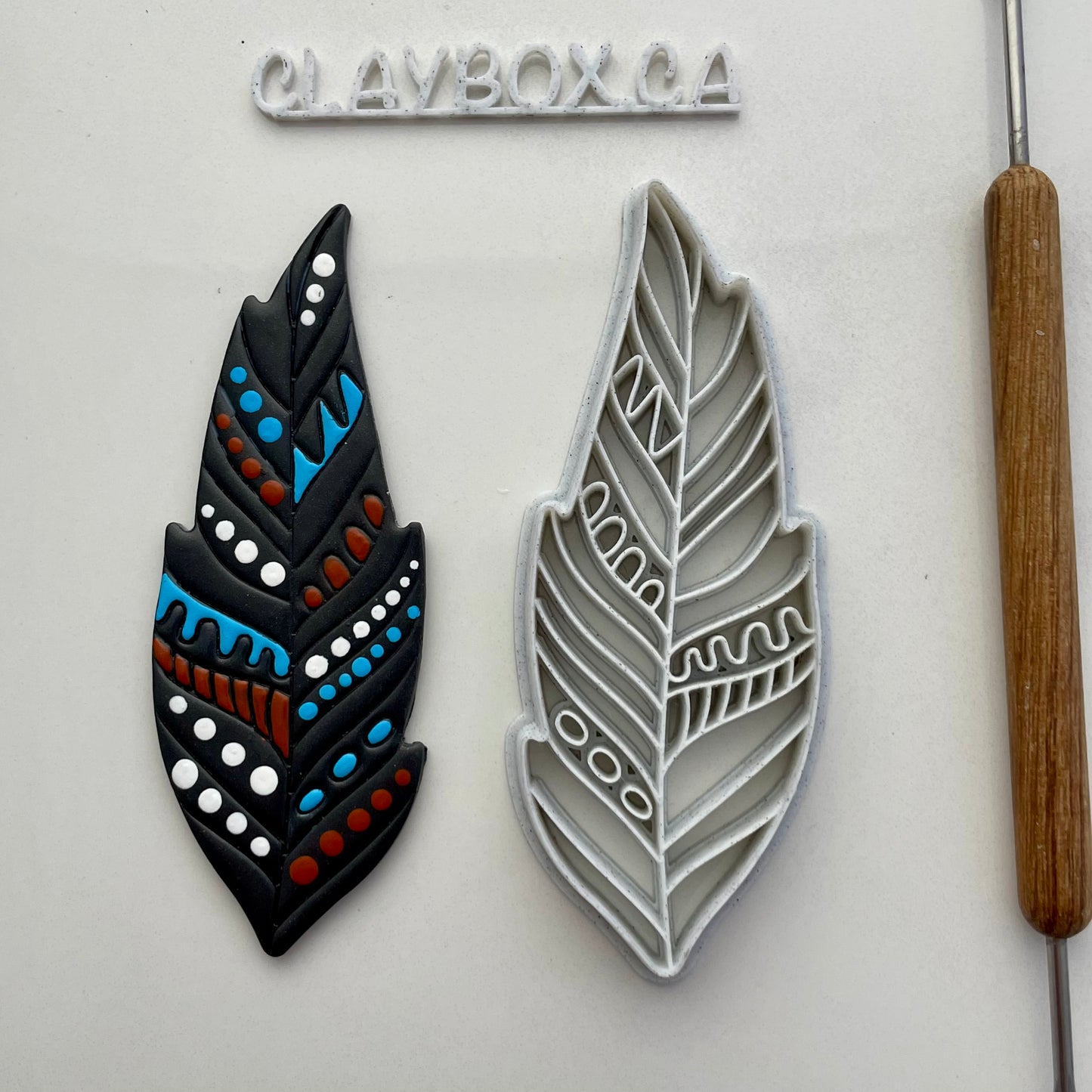 Tribal feather large clay cutter - made for use with polymer clay