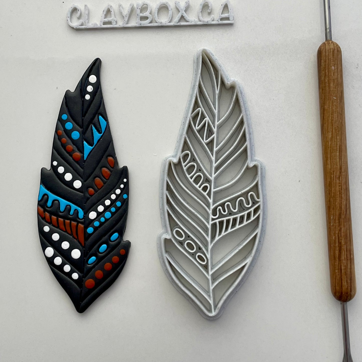 Tribal feather large clay cutter - made for use with polymer clay