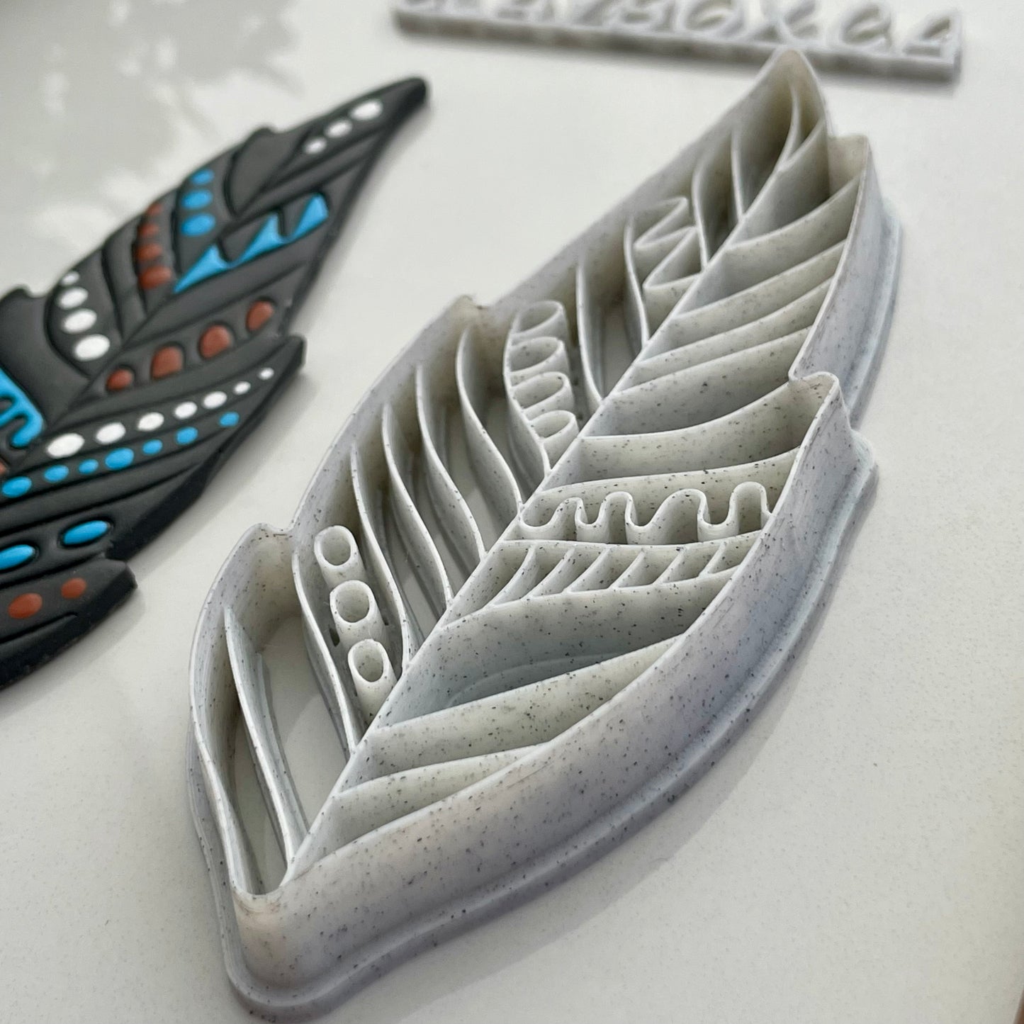 Tribal feather large clay cutter - made for use with polymer clay