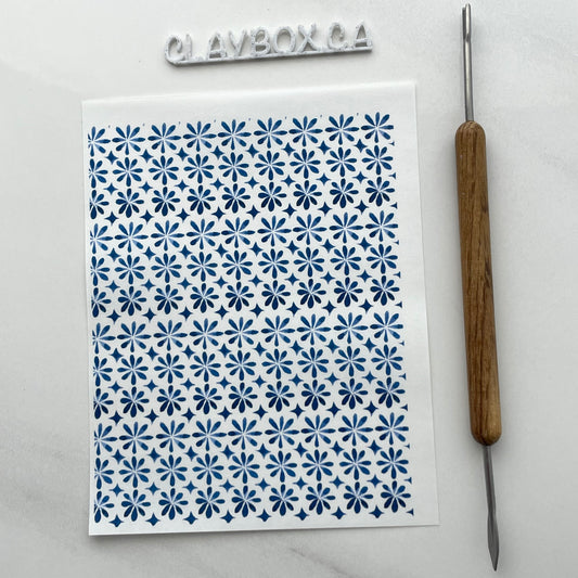 Blue tiles image transfer - for use with polymer clay