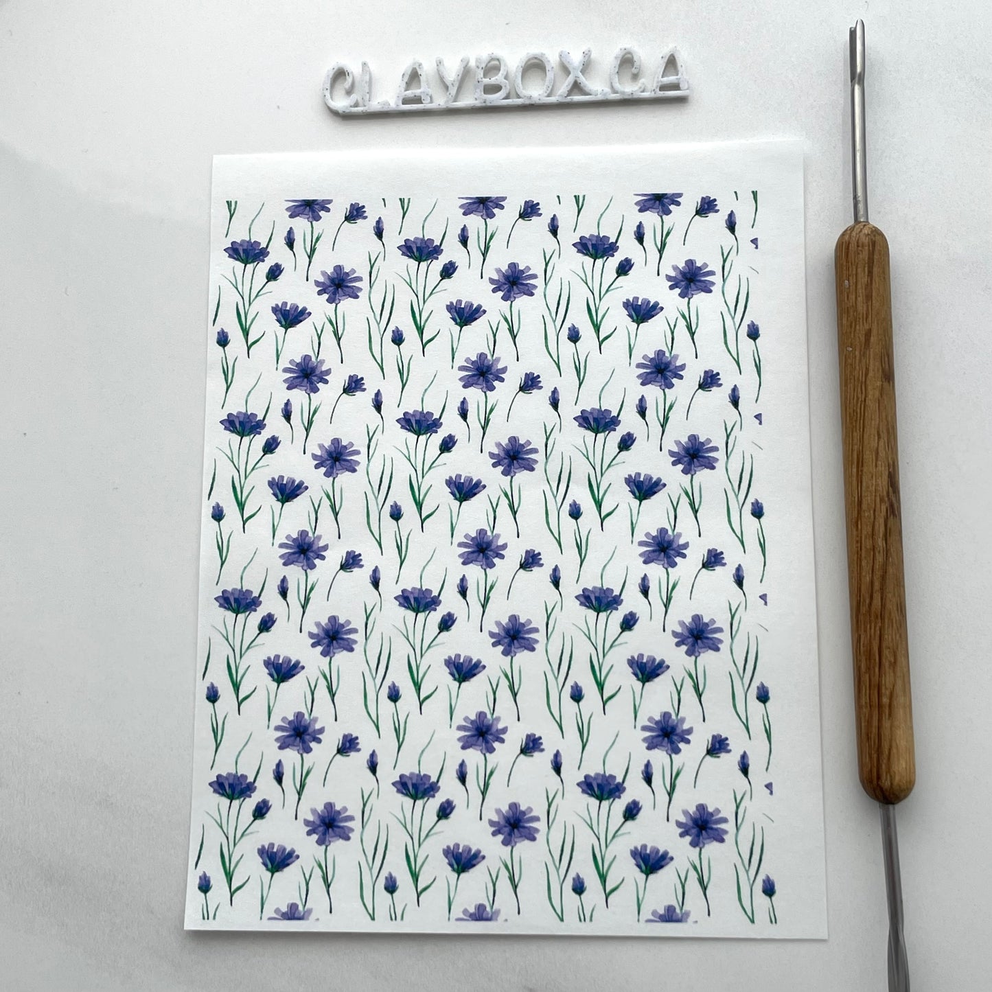 Cornflowers image transfer - for use with polymer clay