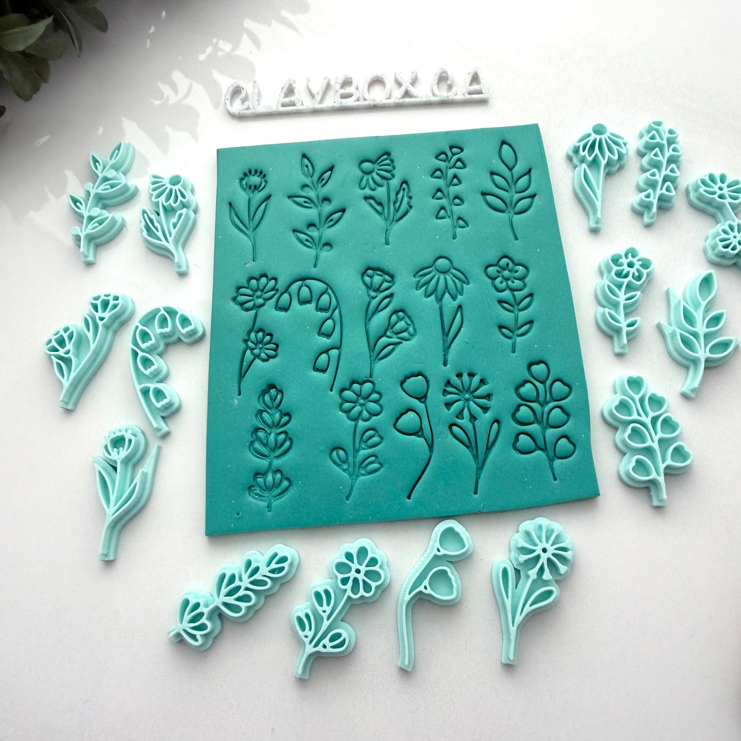 Wildflower Polymer Clay Stamp Set | 15 Floral Clay Stamps | Botanical Texture Tools | Pottery & Polymer Clay