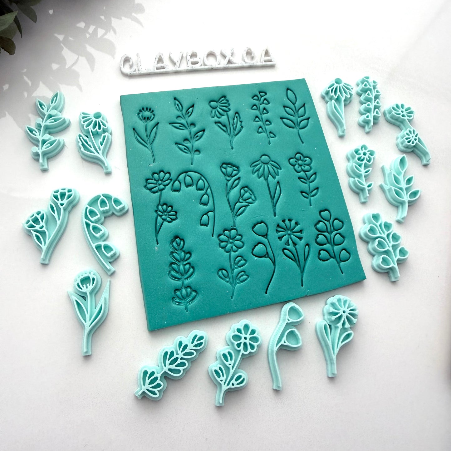 Wildflower Polymer Clay Stamp Set | 15 Floral Clay Stamps | Botanical Texture Tools | Pottery & Polymer Clay
