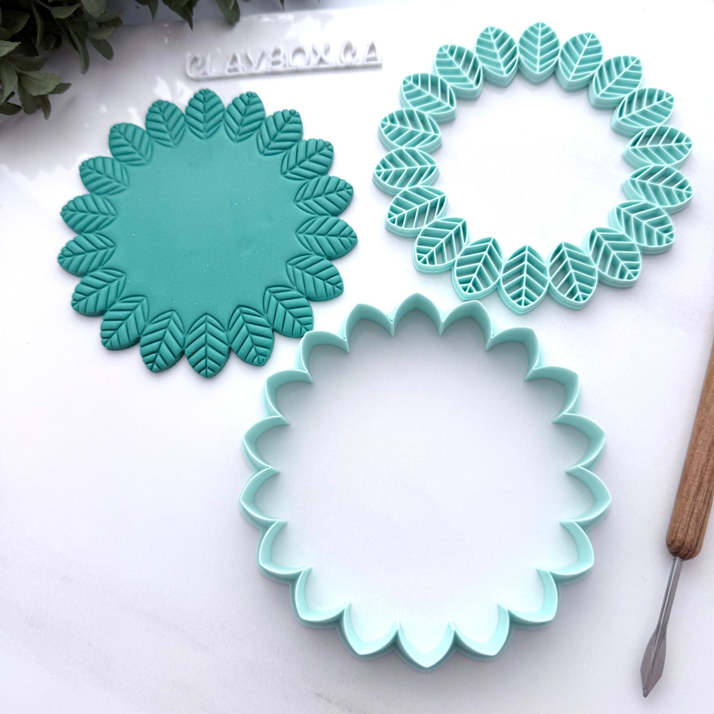 Leafy Bowl Cutter & Stamp Set for Polymer Clay | Large Leaf Bowl Template | Botanical Clay Cutter | 3D Printed Tool