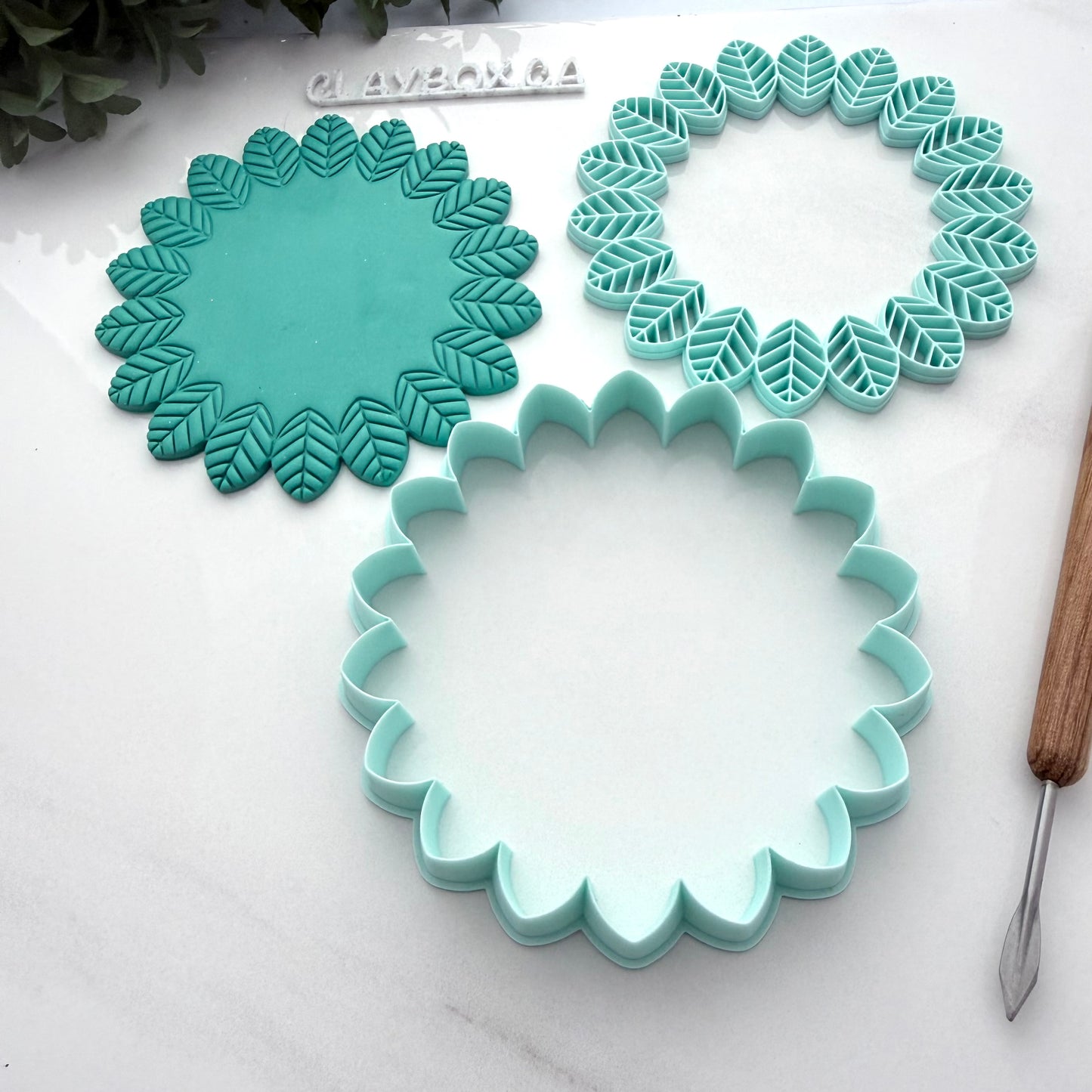 Leafy Bowl Cutter & Stamp Set for Polymer Clay | Large Leaf Bowl Template | Botanical Clay Cutter | 3D Printed Tool
