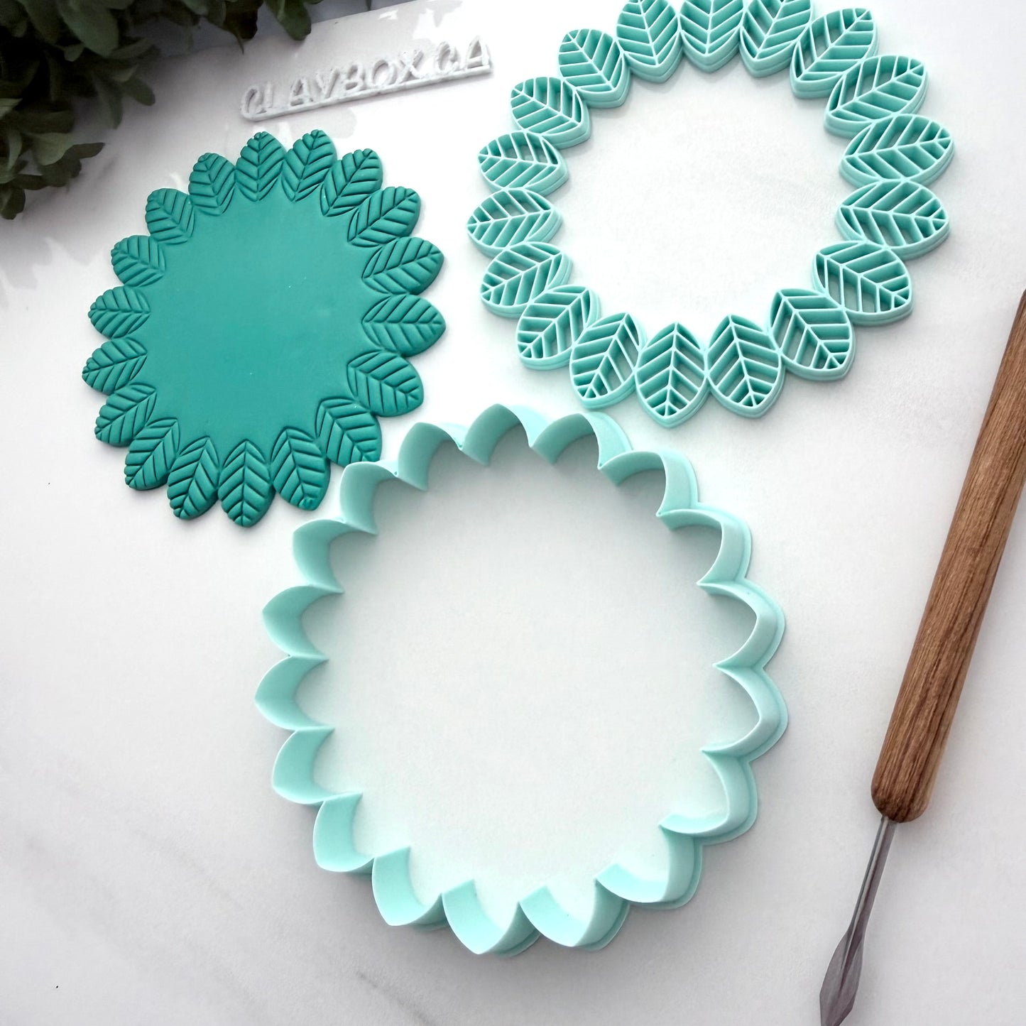 Leafy Bowl Cutter & Stamp Set for Polymer Clay | Large Leaf Bowl Template | Botanical Clay Cutter | 3D Printed Tool