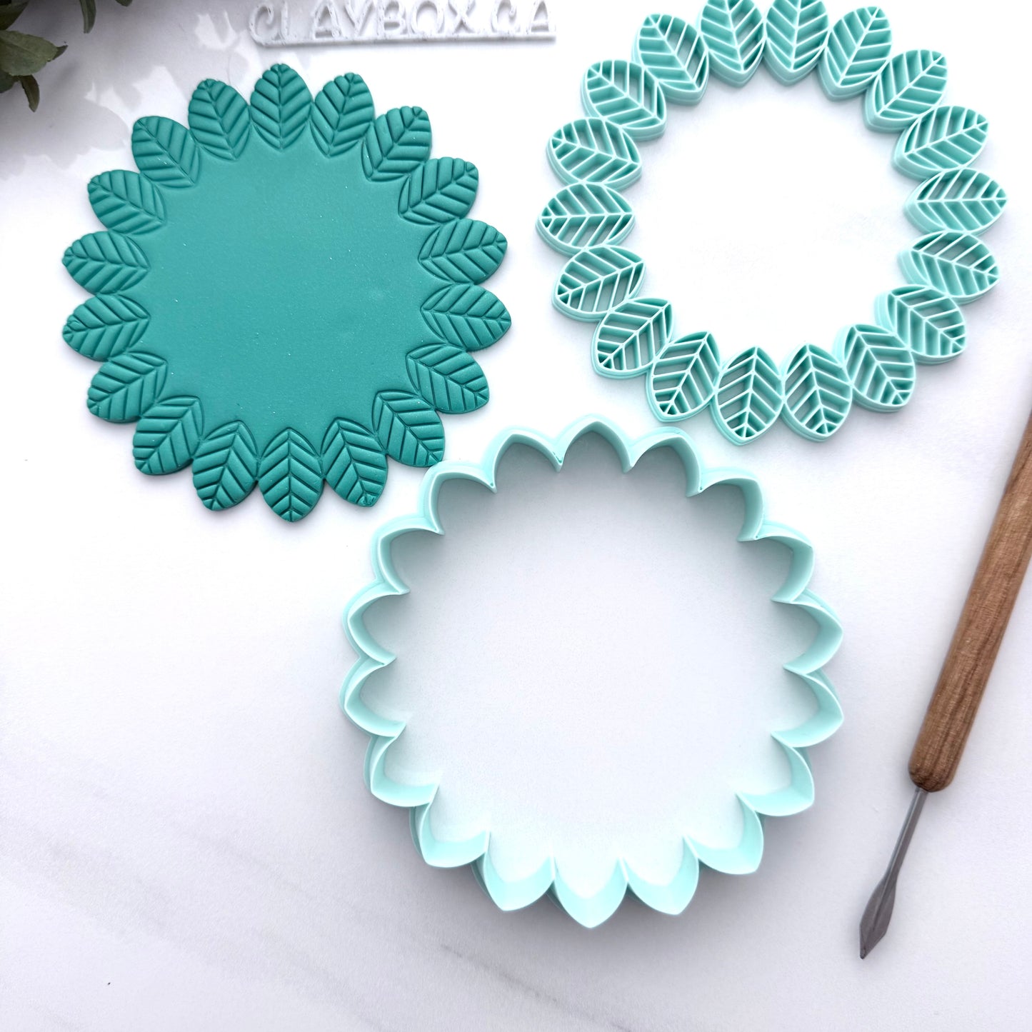 Leafy Bowl Cutter & Stamp Set for Polymer Clay | Large Leaf Bowl Template | Botanical Clay Cutter | 3D Printed Tool