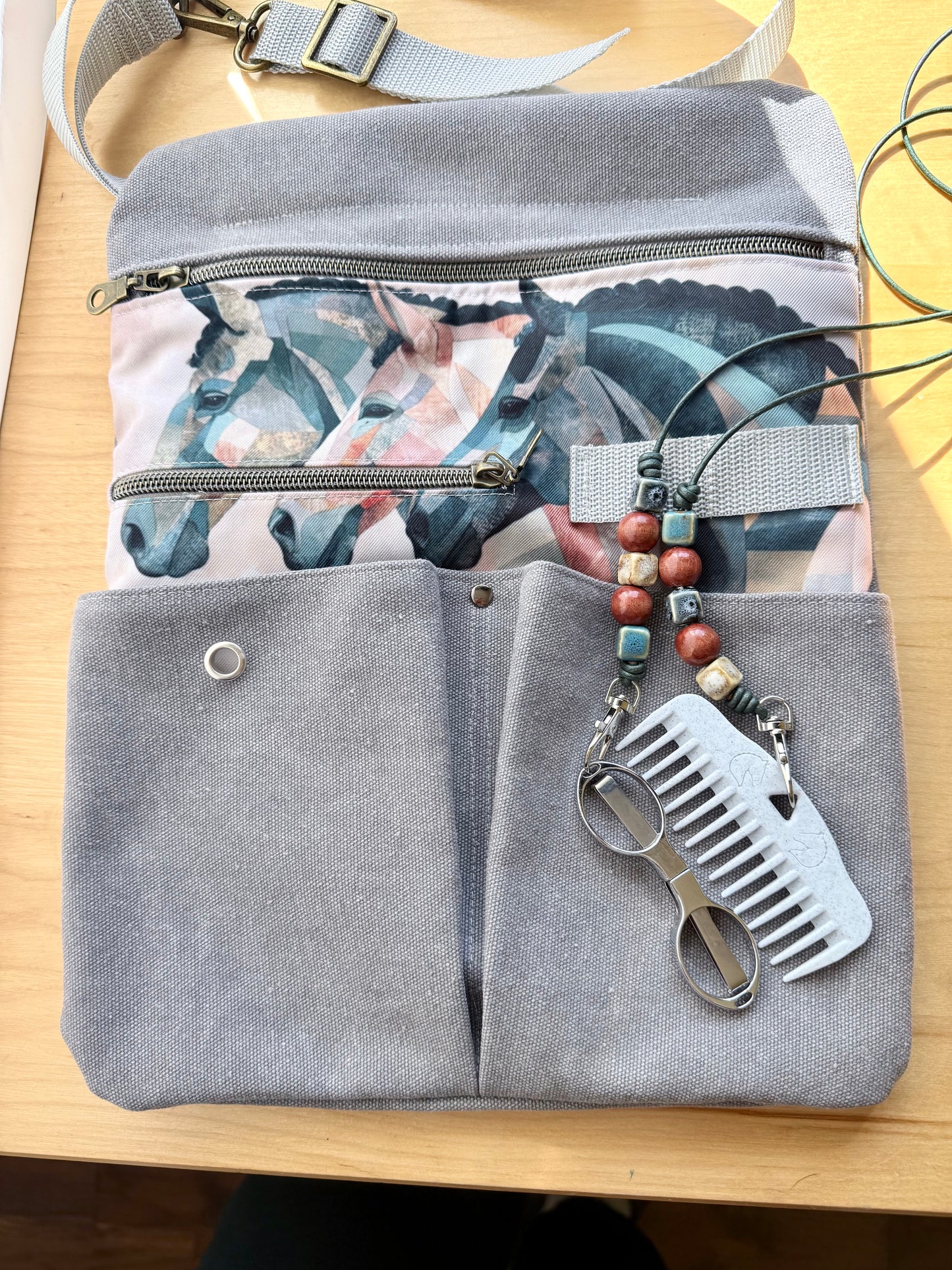 Braiding Apron with Zipper Pockets & Tool Necklace | Horse Grooming Apron | Braider Apron with Comb & Scissors | Equestrian Gear