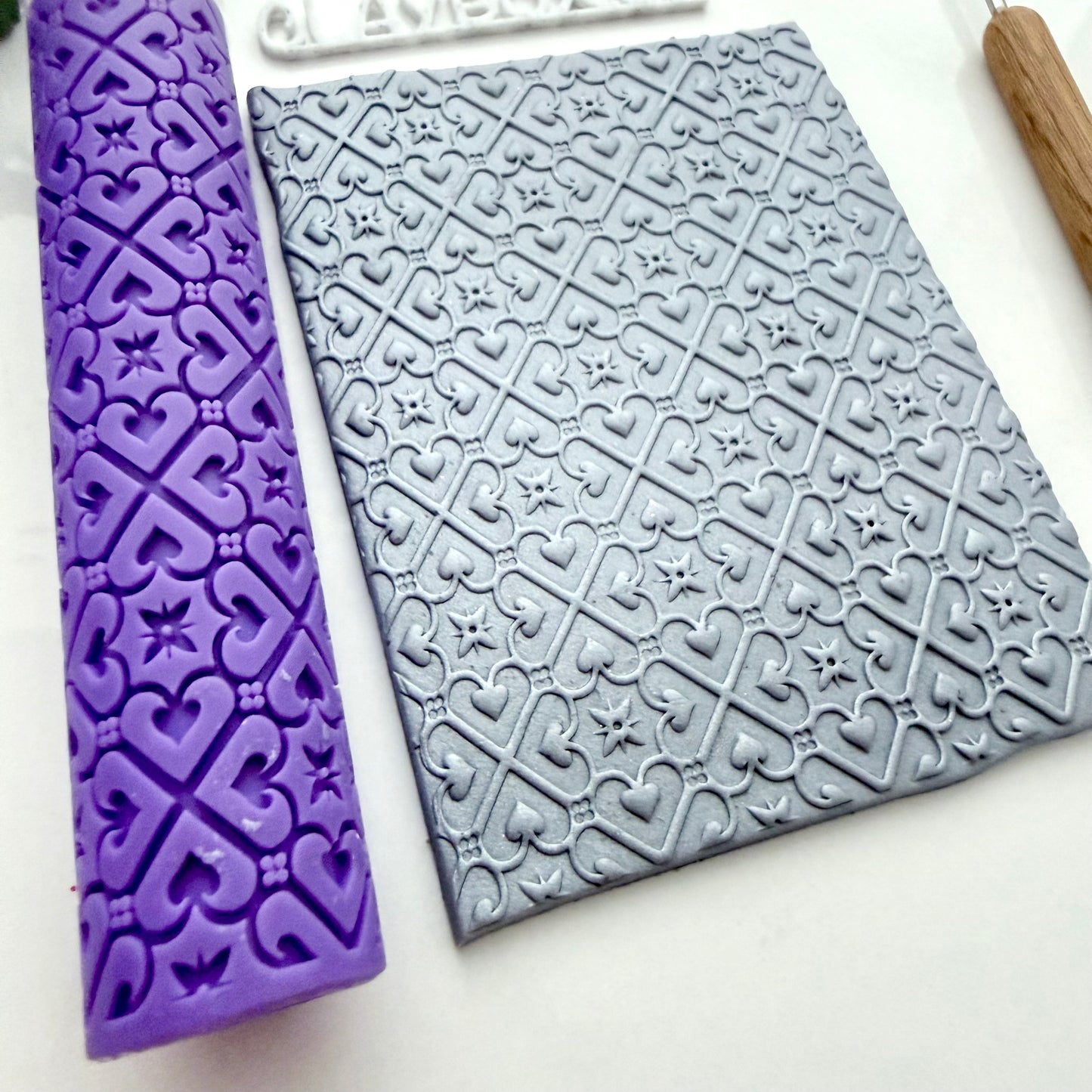 Tile Texture Roller #3 – Polymer Clay Roller – Embossing Pattern Roller – 4” Clay Texture Tool – Pottery & Polymer Clay