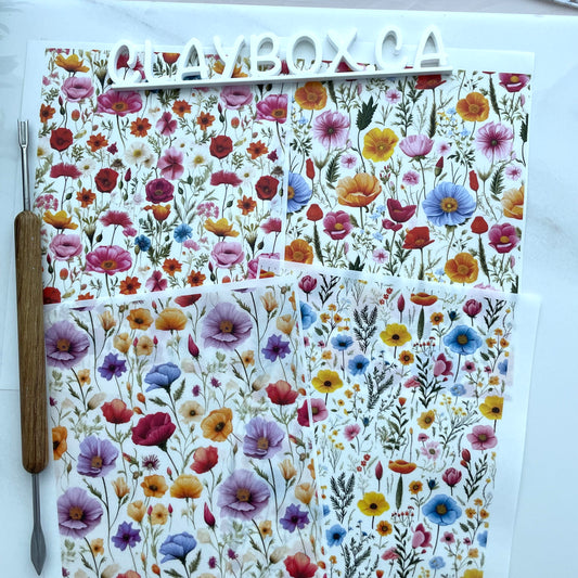 Wildflowers Image Transfer Set for Polymer Clay - 4 Designs