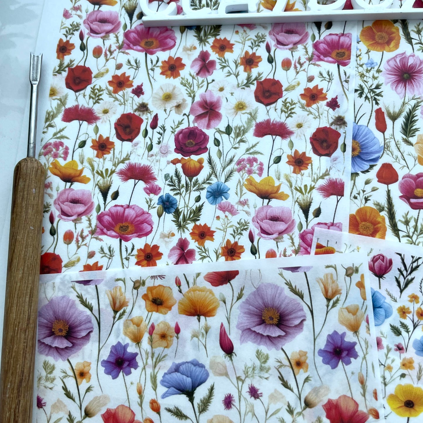 Wildflowers Image Transfer Set for Polymer Clay - 4 Designs