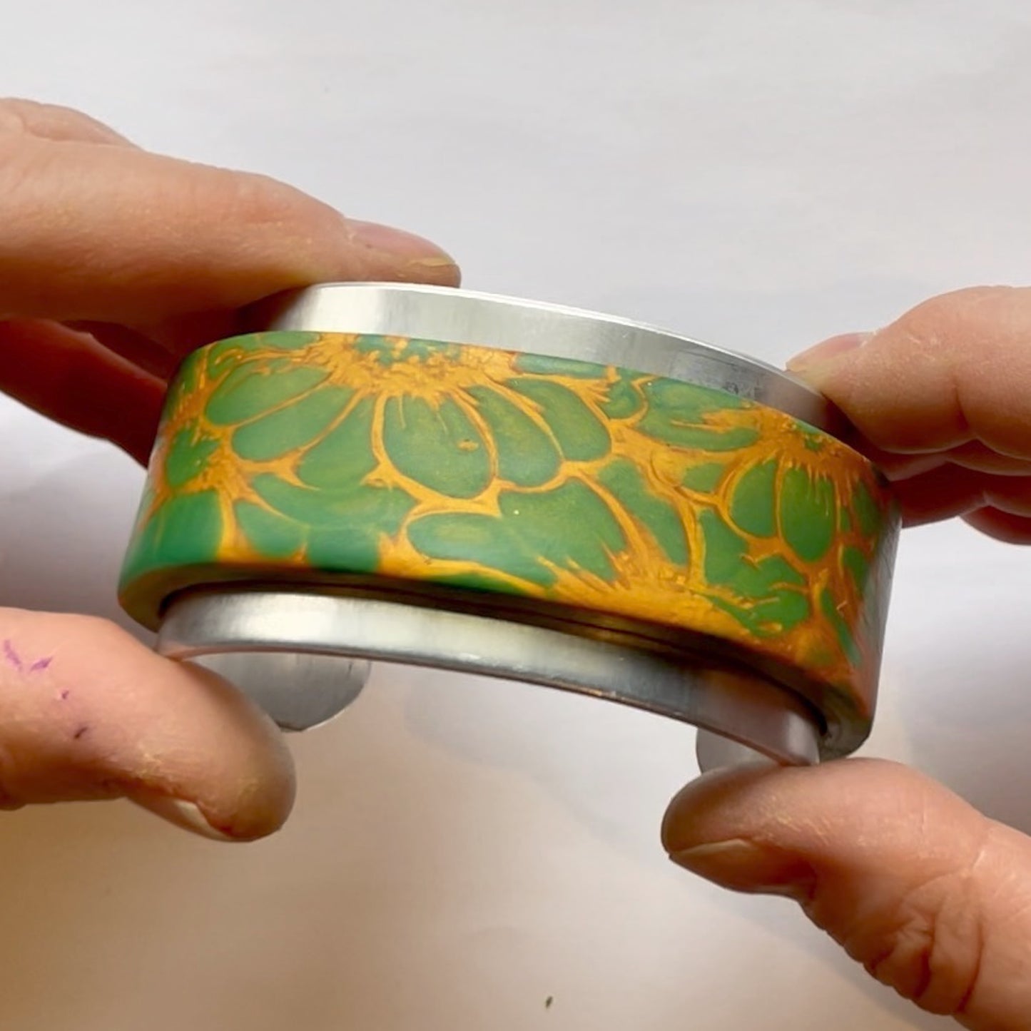 Metal cuff blank - for forming polymer clay bracelets