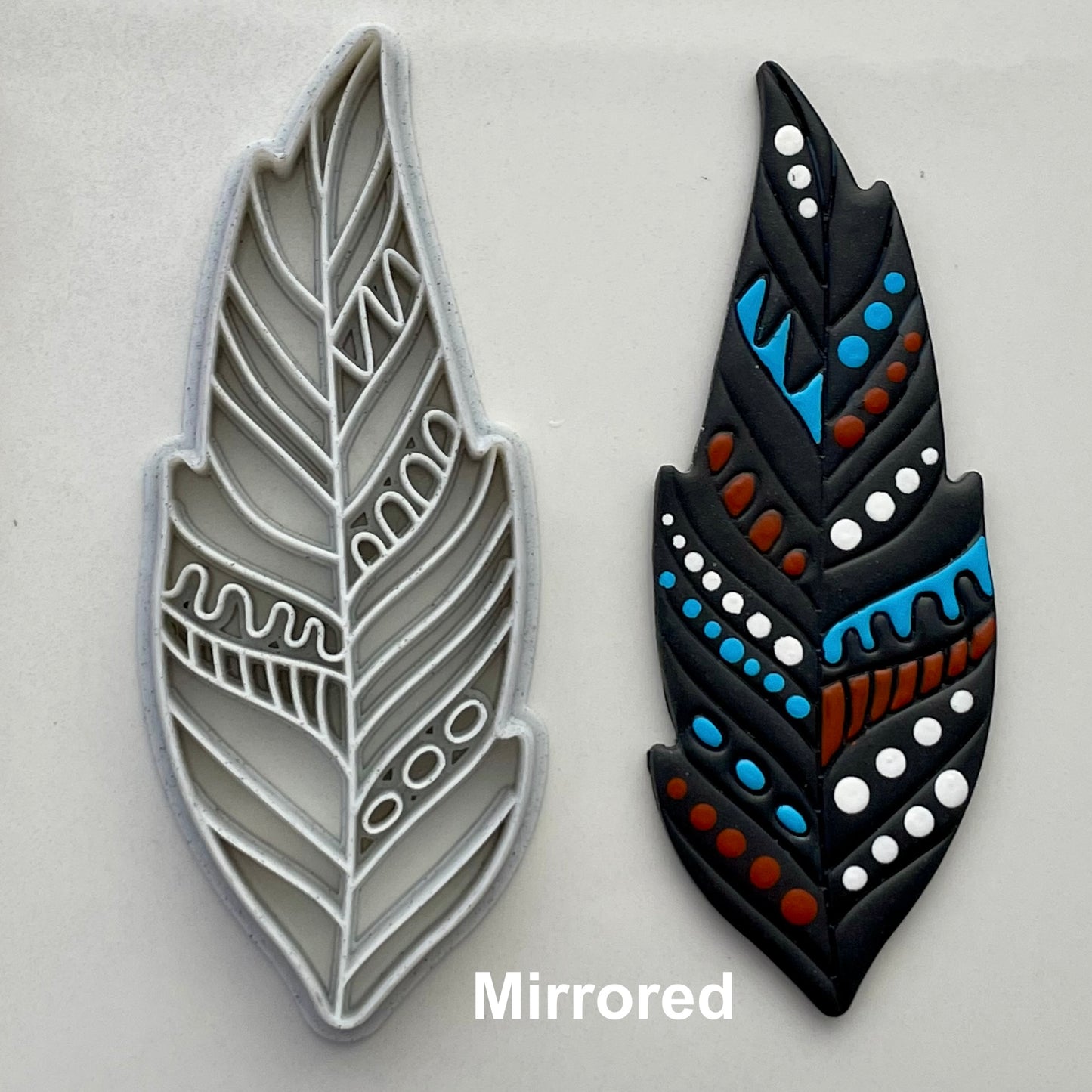 Tribal feather large clay cutter - made for use with polymer clay