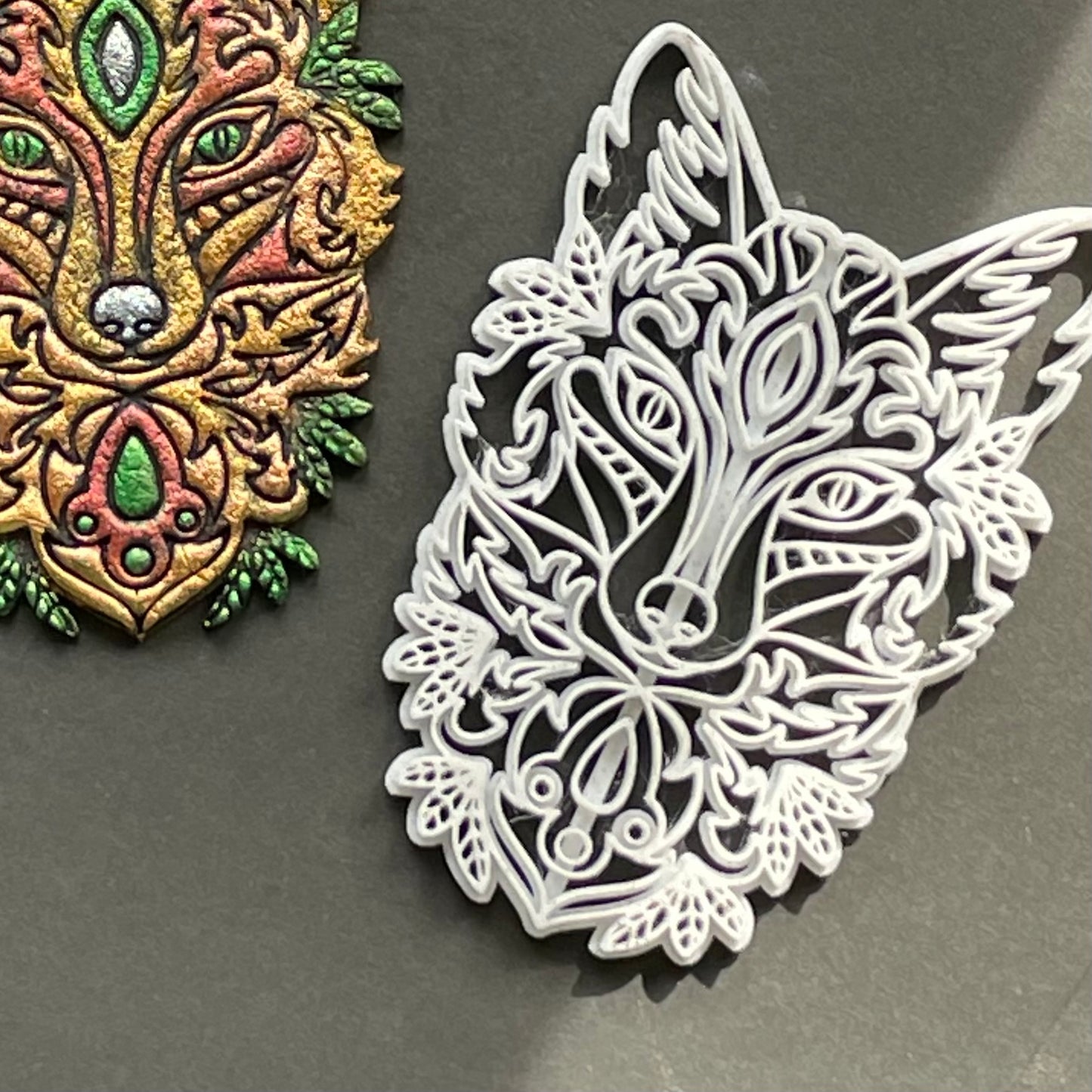 Large wolf stamp with matching cutter