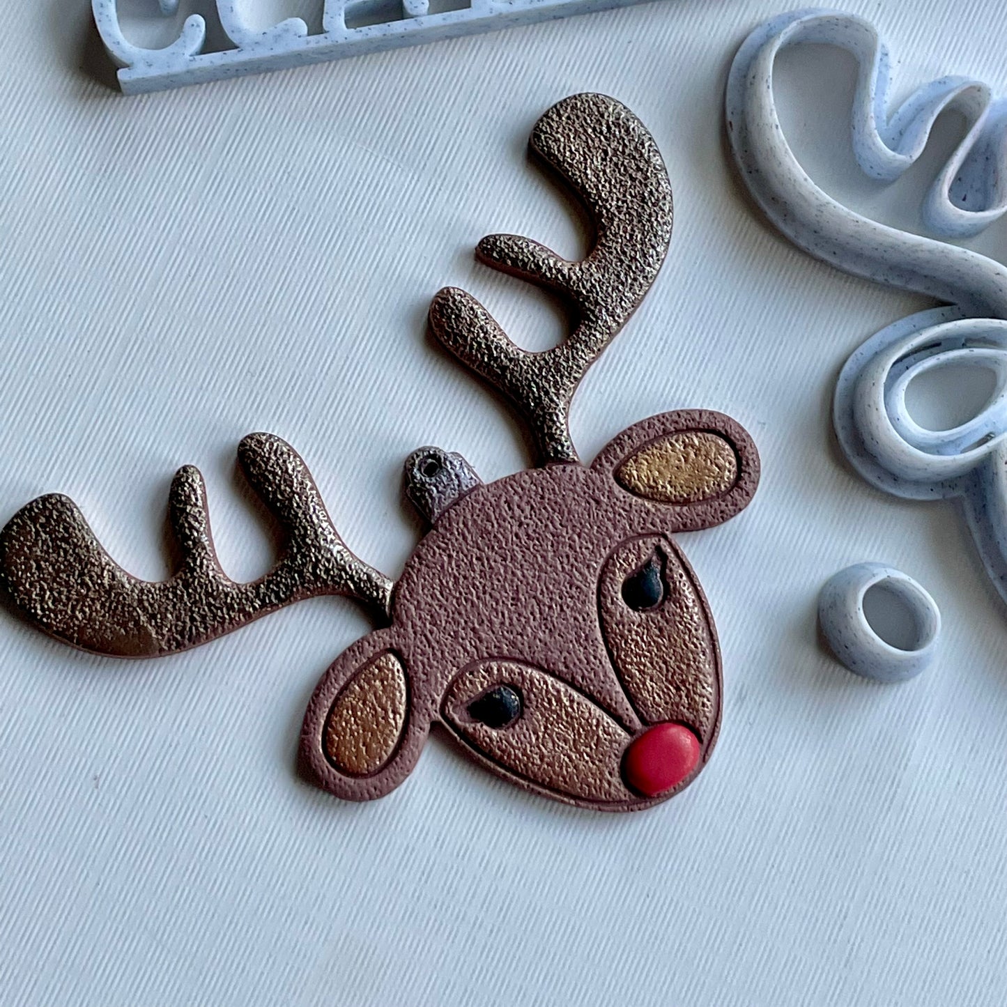 Reindeer Christmas Ornament cutter/stamp, plus nose cutter