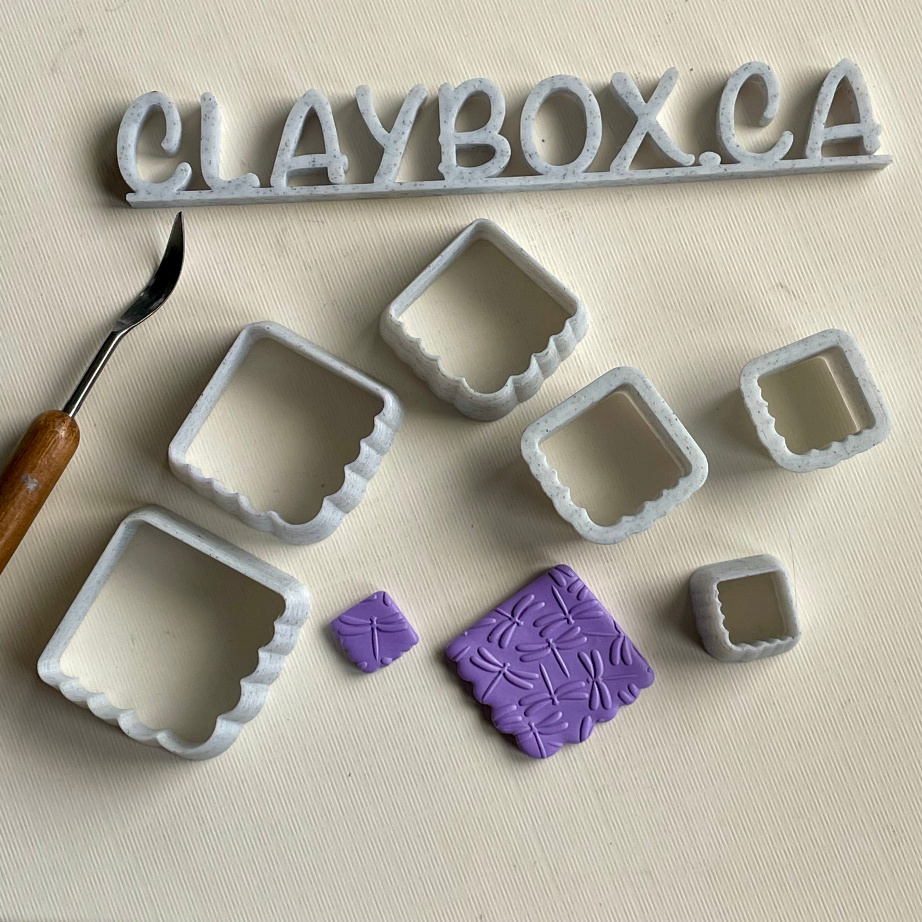 Half scalloped square cutter set - made for use with polymer clay ...