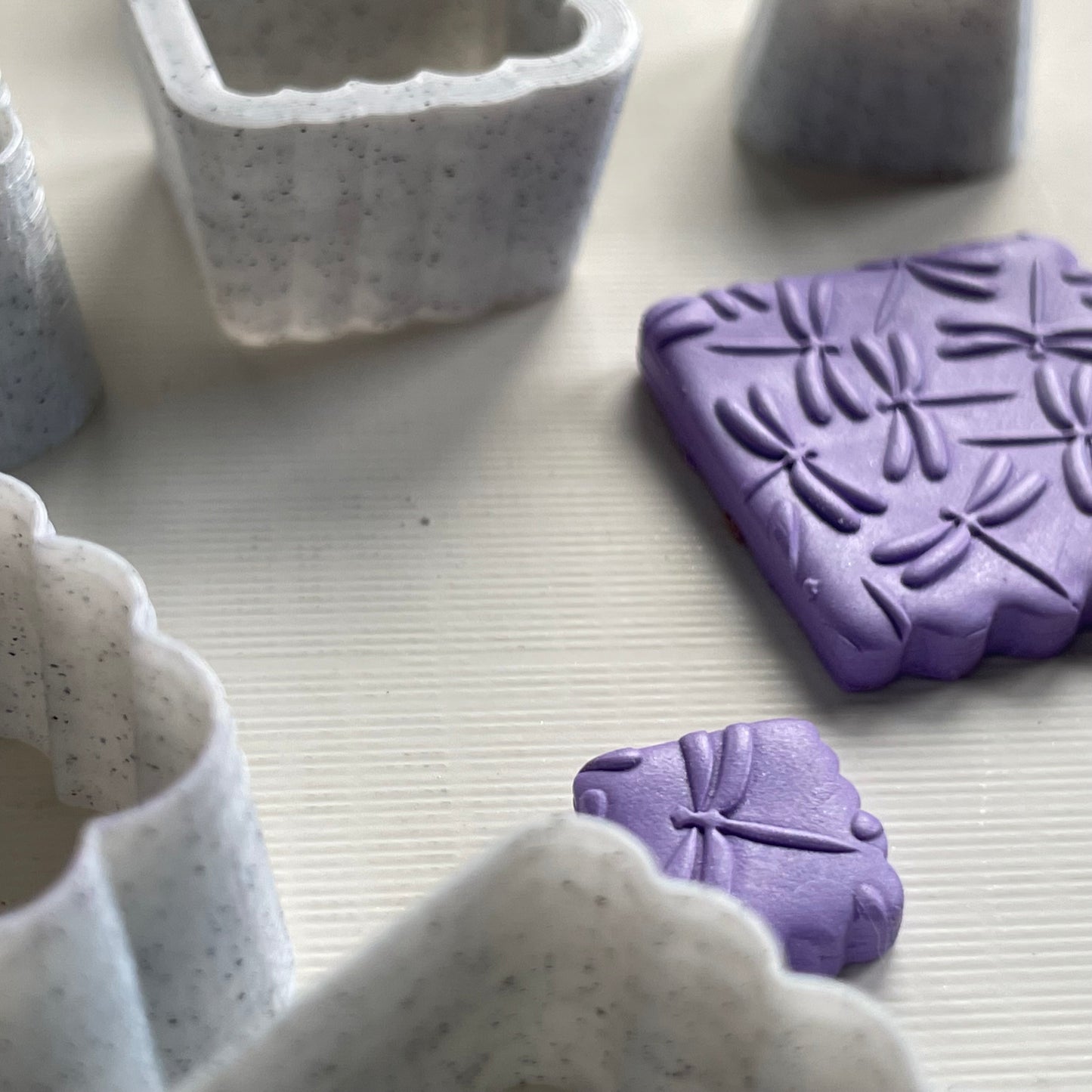 Half scalloped square cutter set - made for use with polymer clay