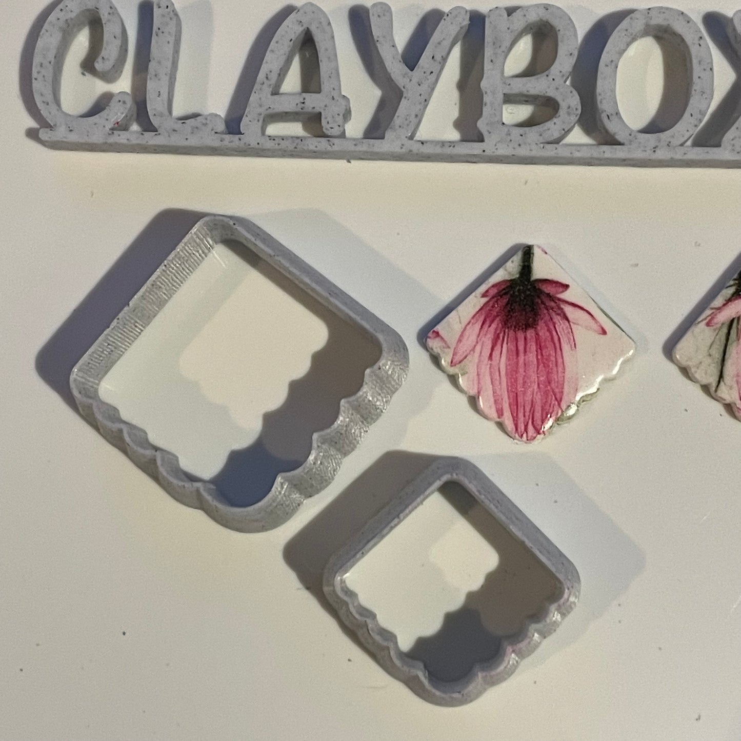 Half scalloped square cutter set - made for use with polymer clay